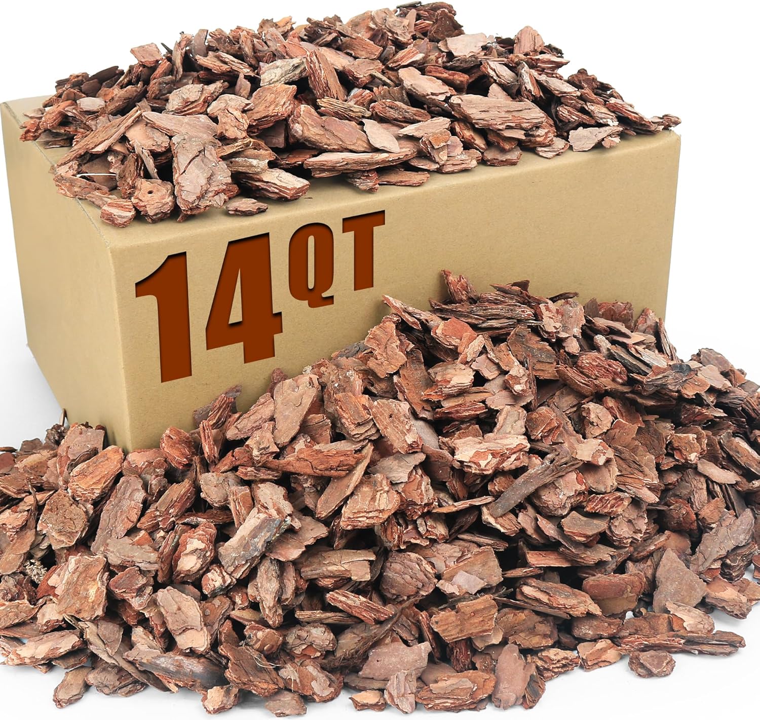 CJGQ - 14 Quart Organic Orchid Potting Bark Natural Pine Bark Mulch Large 1 to 2 Inch Chips Profe...