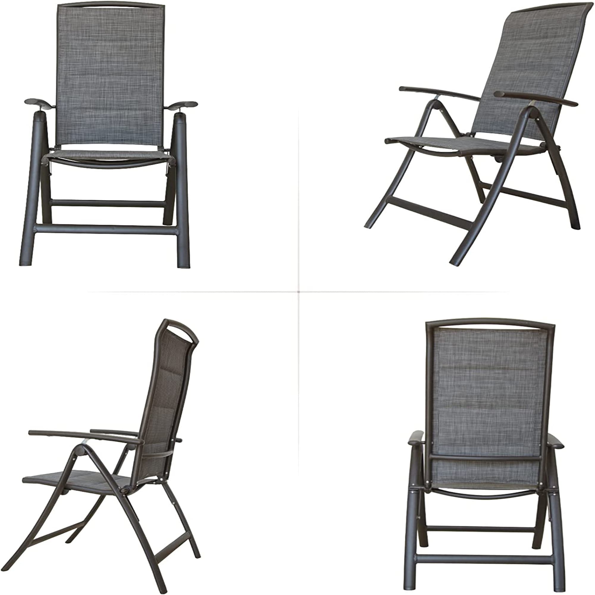 CESICIA Patio Chairs Set of 2 Stackable Dark Gray Aluminum Frame ...