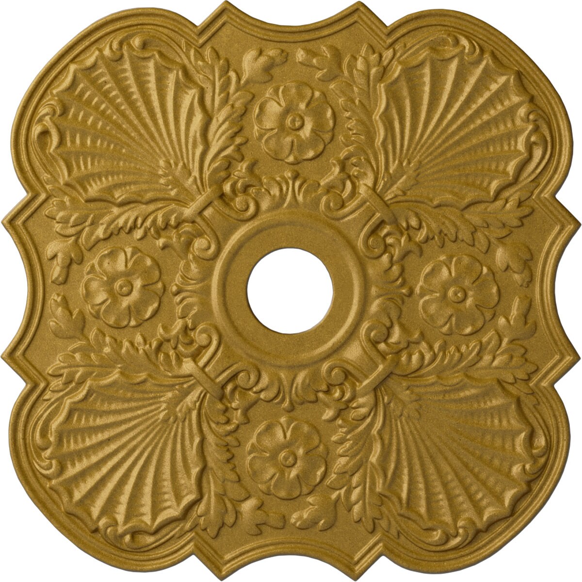 Ekena Millwork CM29FWPGS Flower 29-in W x 29-in L Painted Pharaohs Gold Polyurethane Whole Ceiling Medallion