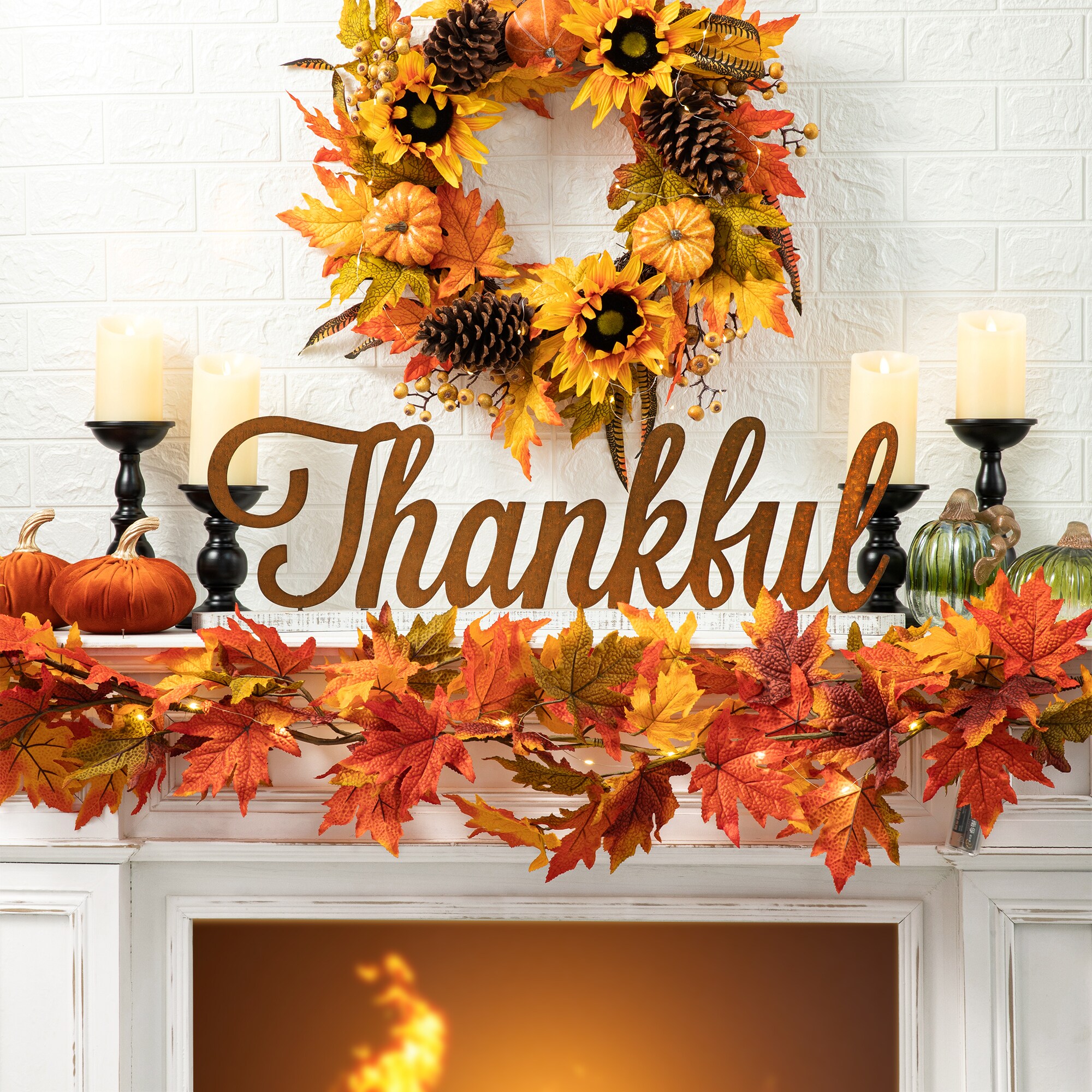 Glitzhome 30-inL Fall Wooden/Metal Thankful Decor - Vintage Style ...