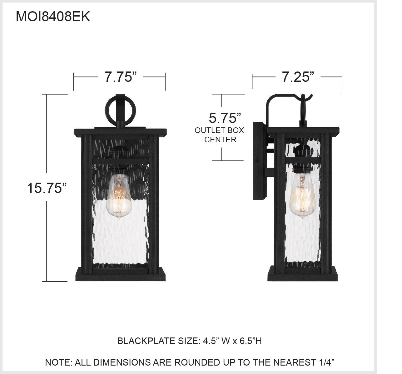Moira 16" Earth Black Steel Outdoor Wall Lantern