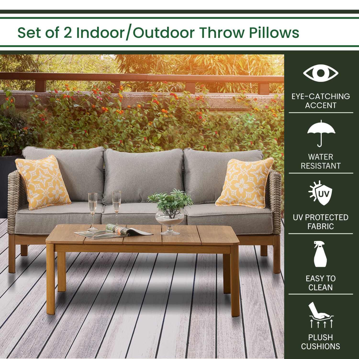 Hanover HANTPFLOR-YEL-2 Outdoor-Accent-Pillows - View #3