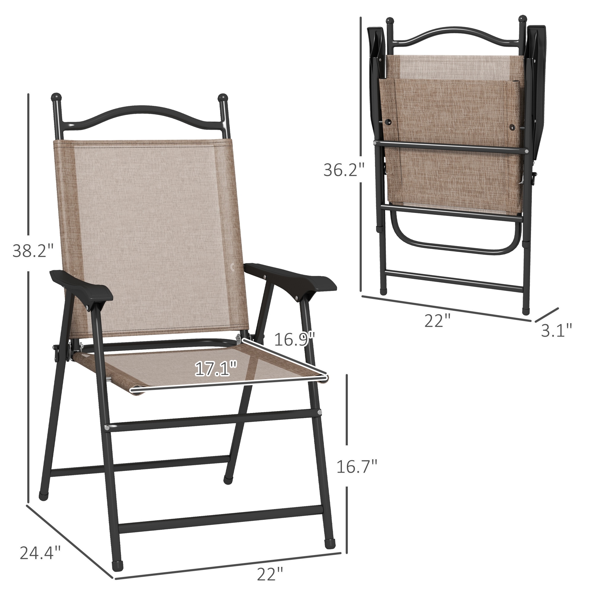 Siavonce Brown Folding Camping Chair (Carrying Strap/Handle Included ...