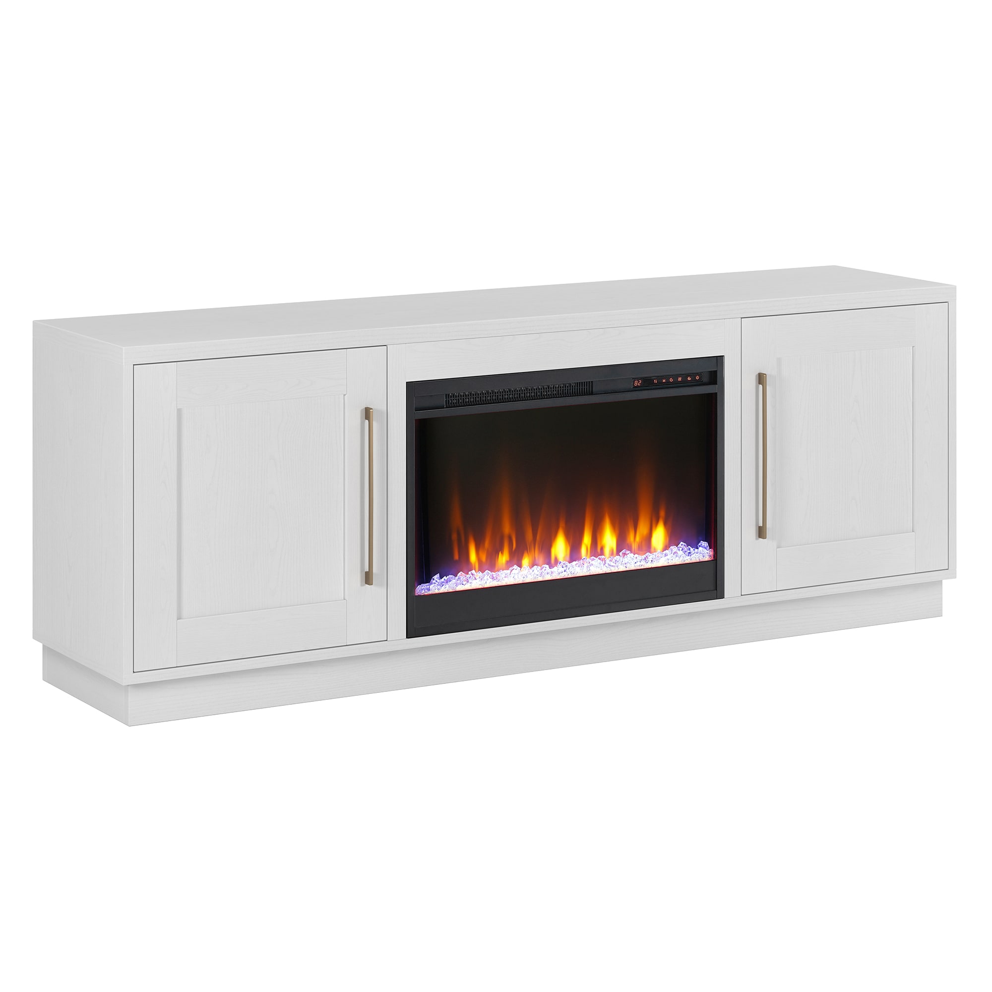 Hailey Home TV1841 Tillman Rectangular TV Stand with Crystal Fireplace for TV's up to 80-in  in White