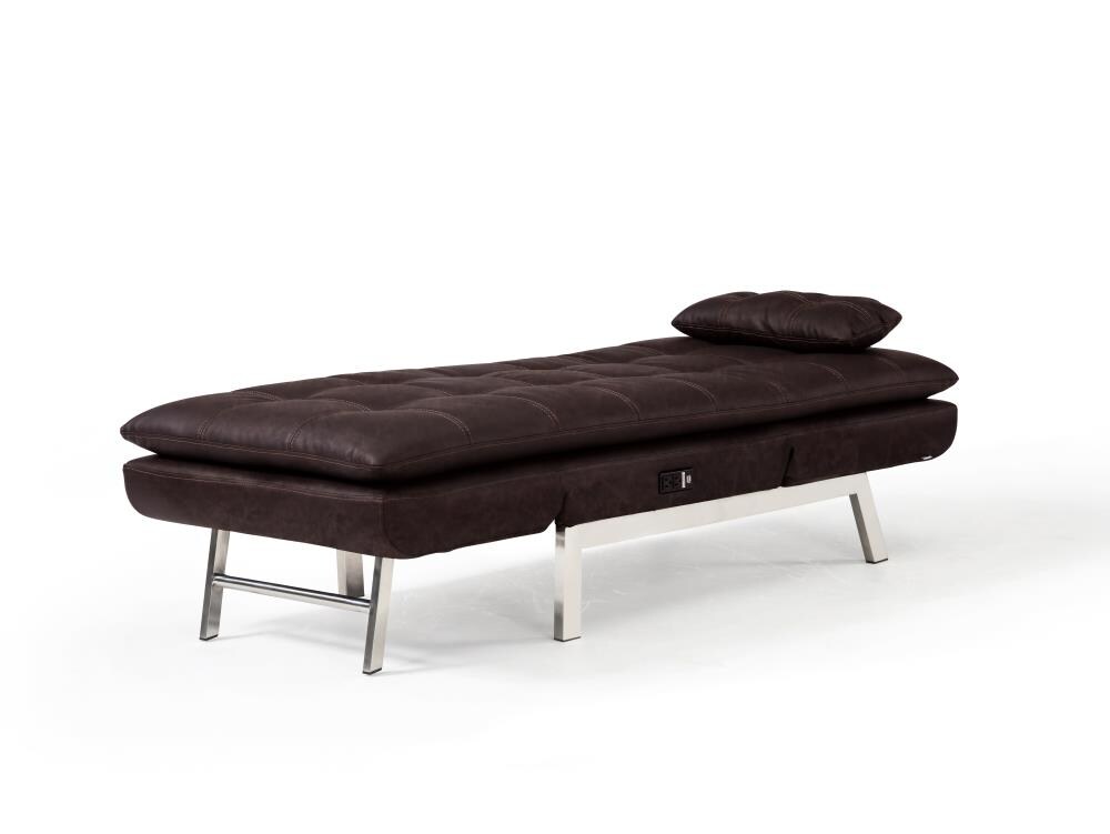 relax a lounger andre convertible chaise in brown bonded leather