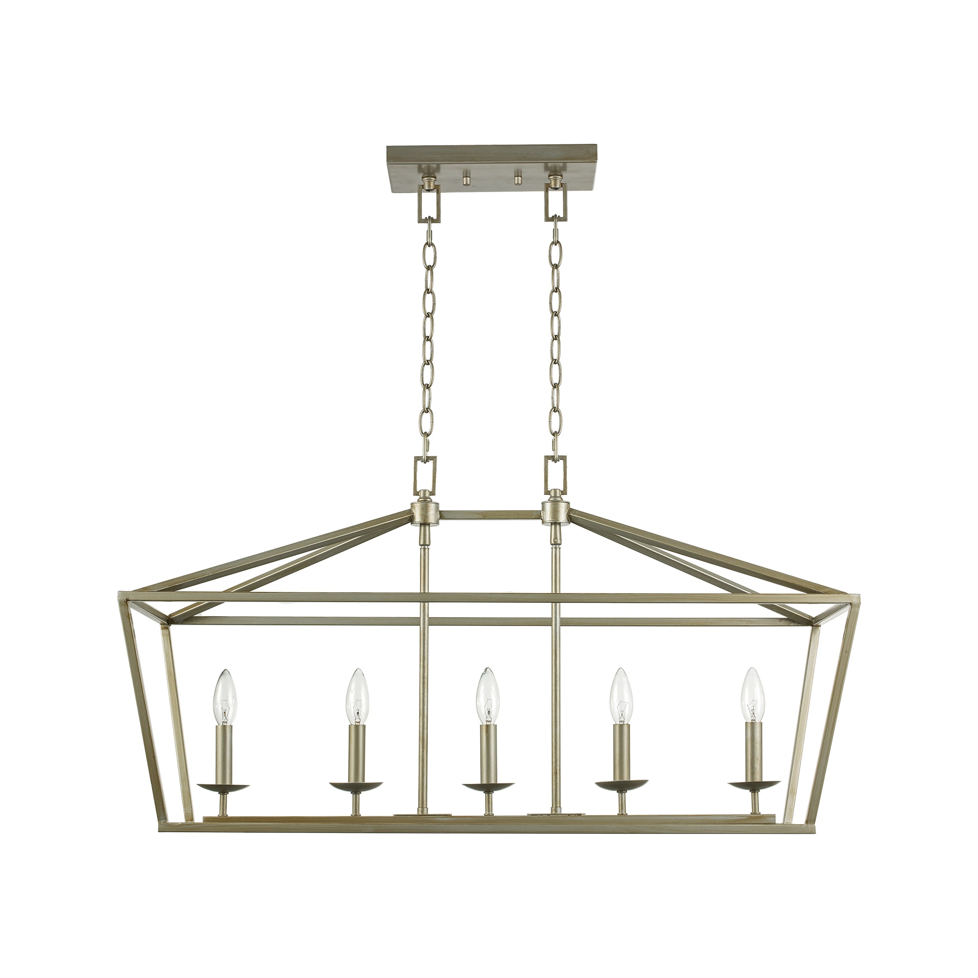 Trans Globe 10263 ASL Lacey 5 -Light Antique Silver Leaf Rustic Linear Large Hanging Kitchen island light