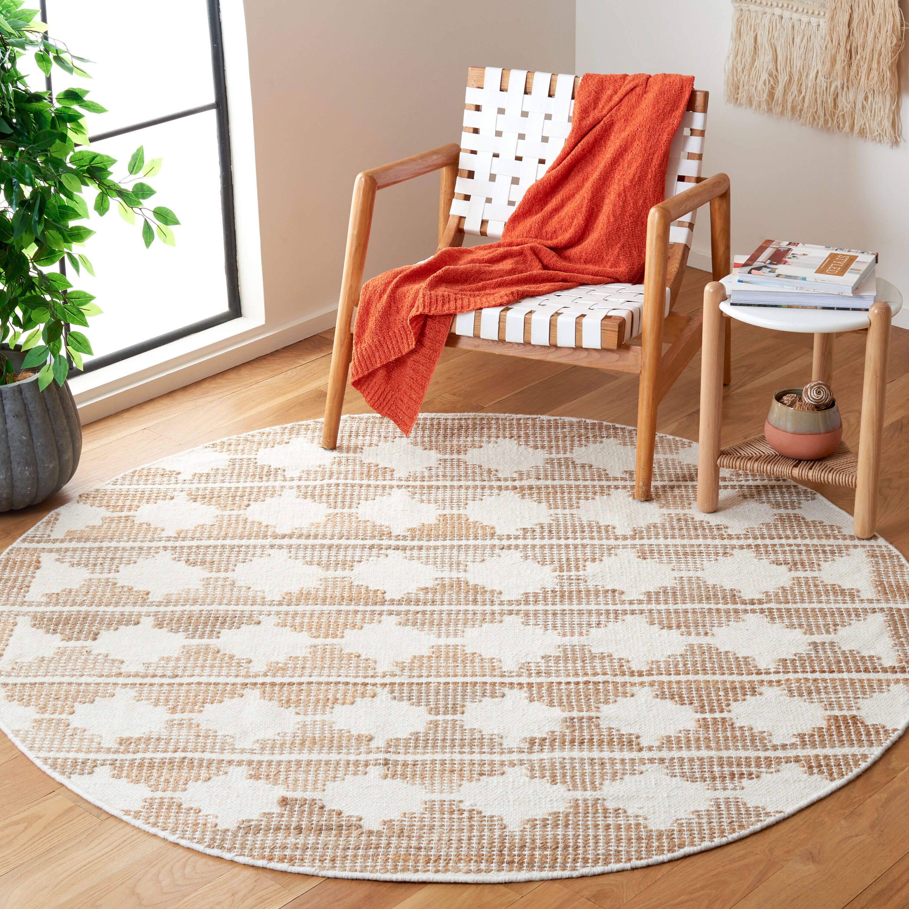  Natural Fiber 511 Ivory/Natural Bohemian 6ft x 6ft Round Rug