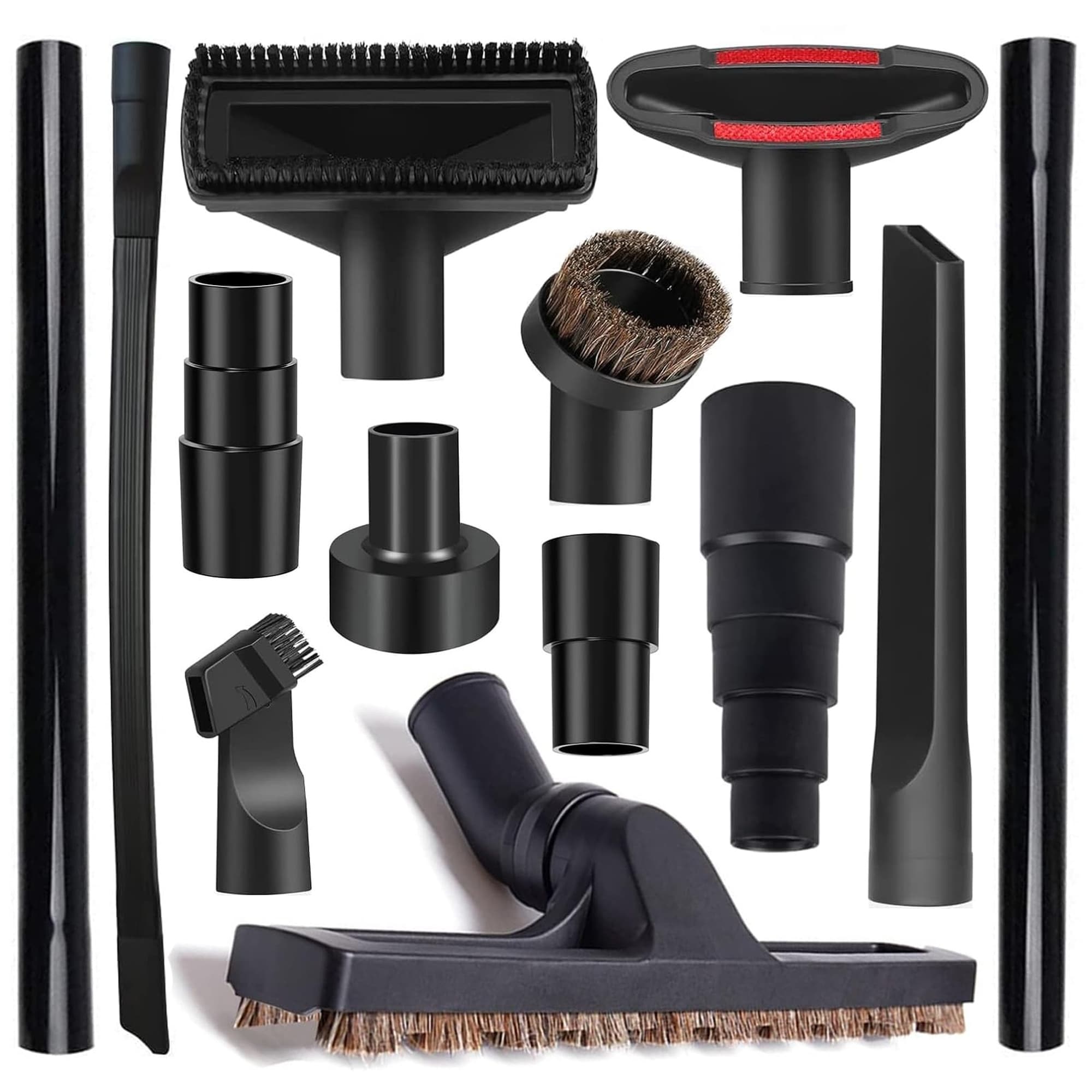 Numhew - 13-Piece Vacuum Attachment Kit ABS with Extension Wands and Horsehair Brush