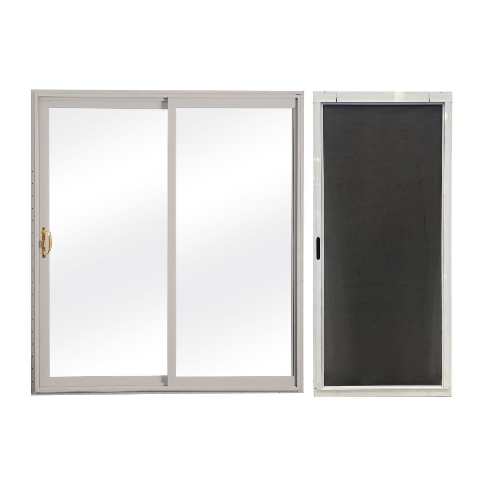 RELIABILT  60-in x 80-in Gray Vinyl Universal Sliding Double Patio Door with Screen