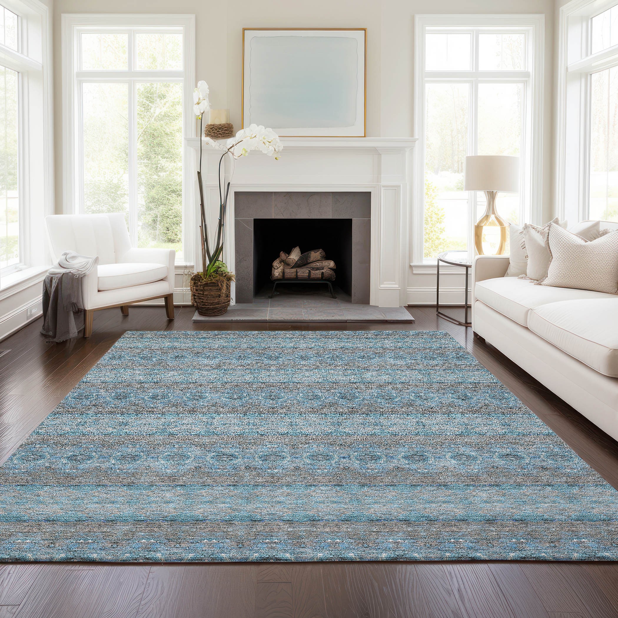 Addison Rugs ACN615TE3X5 Chantille ACN615TE 3 x 5 (ft) Polyester Teal Rectangular Indoor/Outdoor Abstract Machine washable Area rug