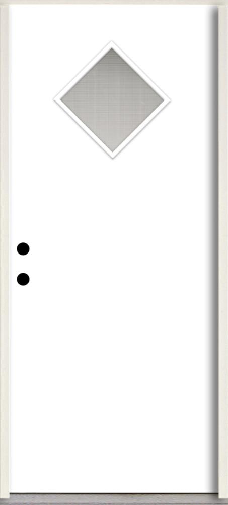 RELIABILT LO1062516 Spotlights 32-in x 80-in x 4-5/8-in Fiberglass 1/4 lite Right-hand inswing Primed Unfinished Prehung Front Door Insulating core