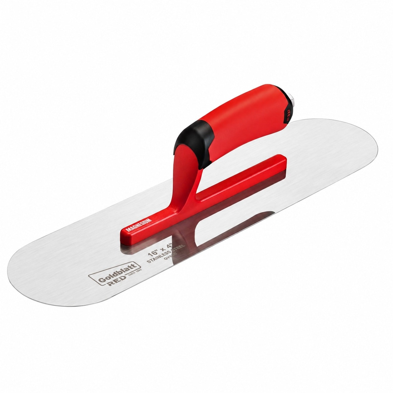 GAOLLY KHKFY RED Stainless Steel Pool Trowel 16 x 4 Professional Masonry Tool with Soft Grip Ergonomic Handle Lightweight Magnesium Shank Round End for