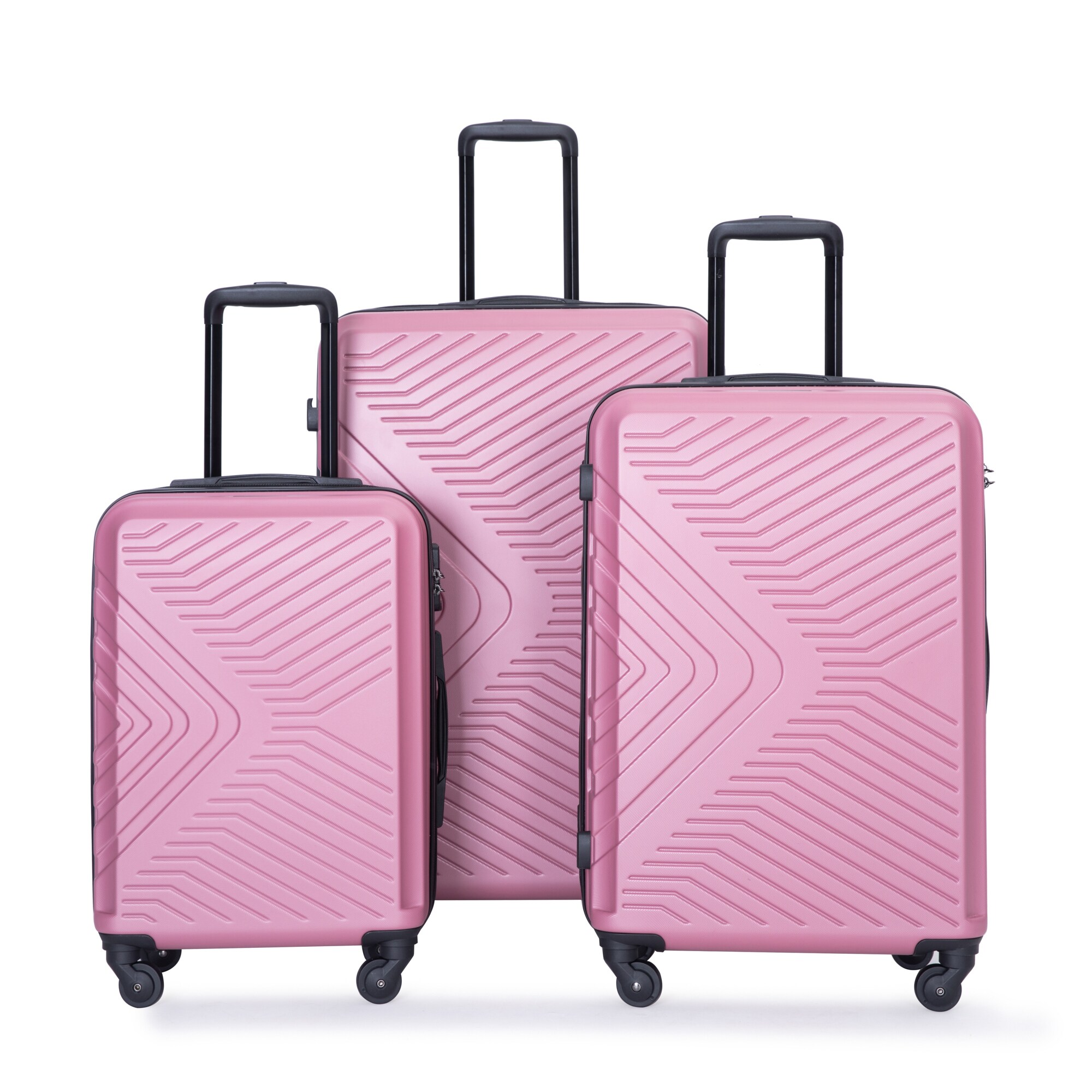 SINOFURN SYD9400018PK 19.9x11.3x29.8 Pink Plastic Hardshell Suitcase set 3 -Bag