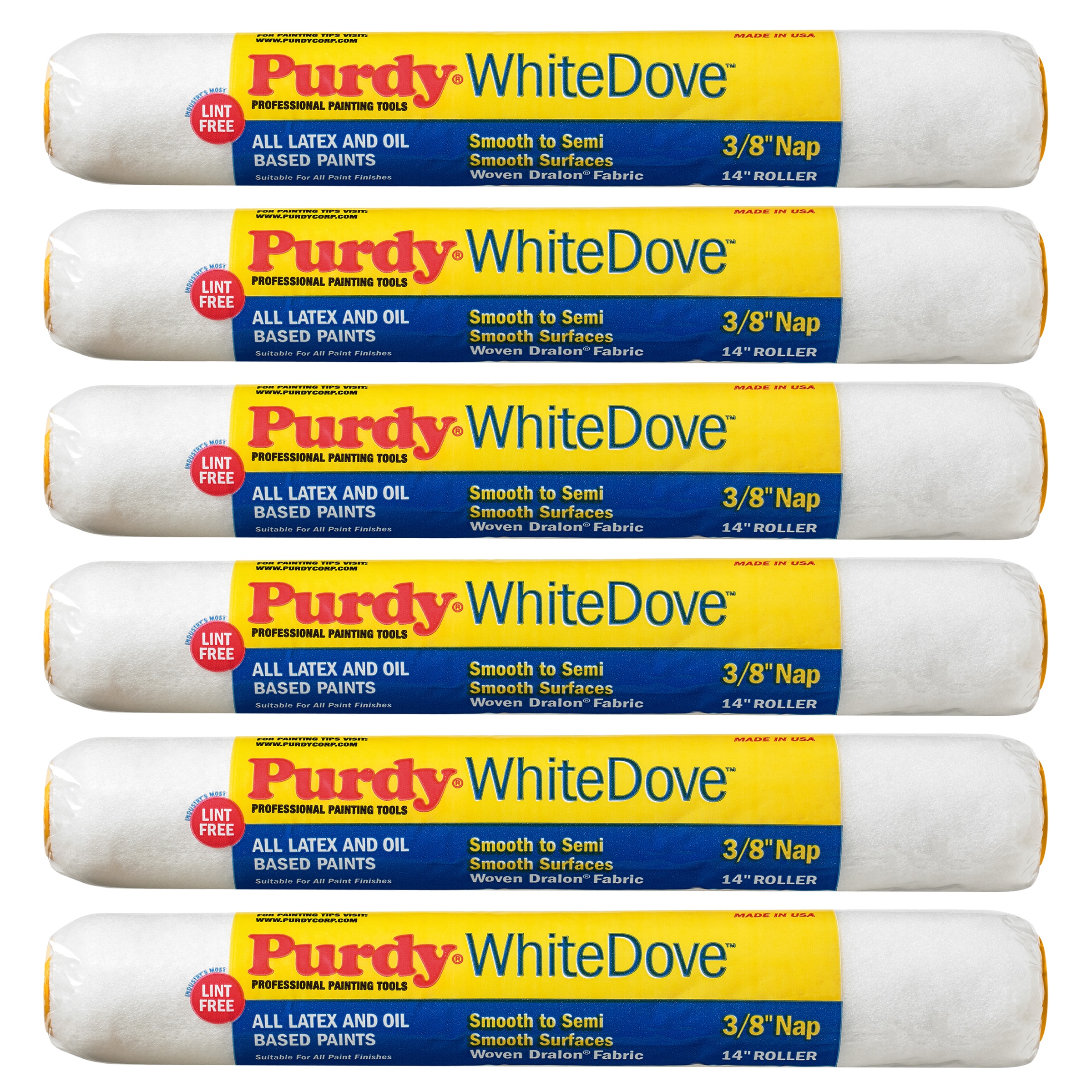 Purdy 14A670143SOS 6 -Pack 14-in x 1/2-in Nap WhiteDove Standard Woven Acrylic fiber Paint Roller Cover