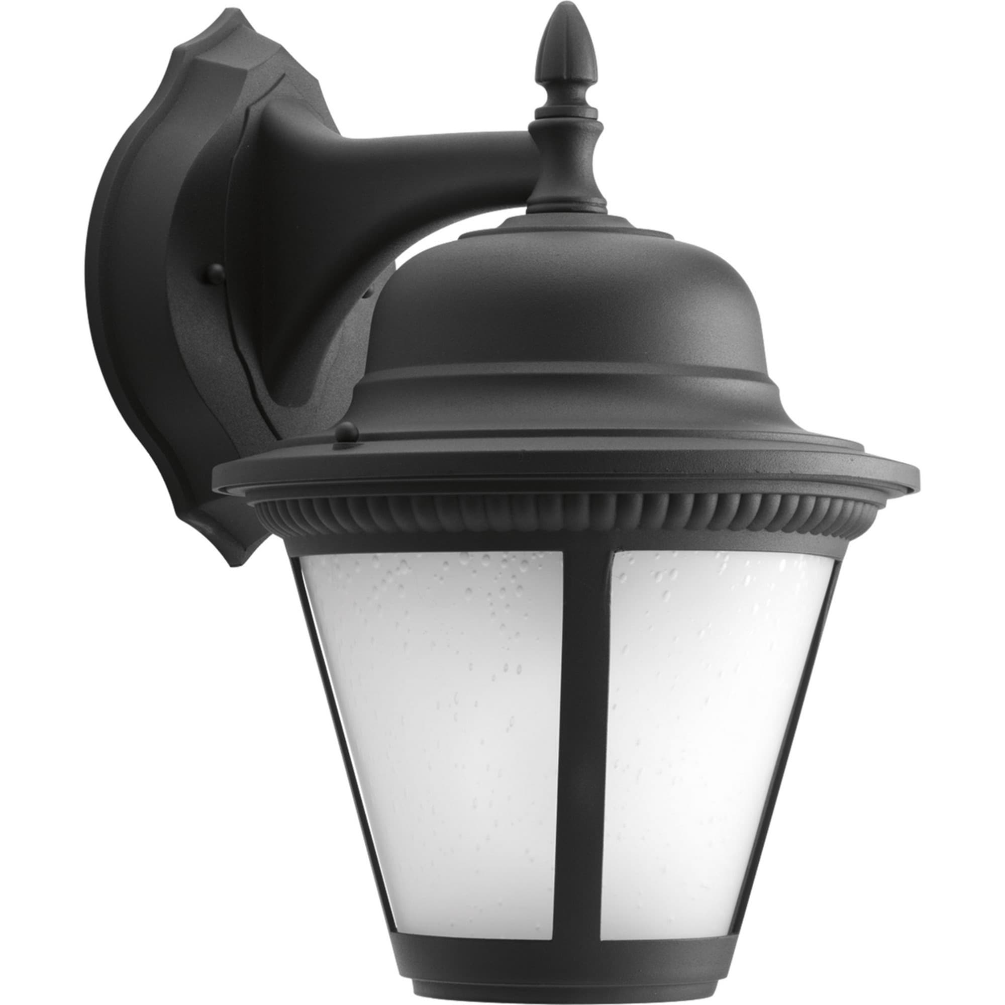 Westport Black LED Outdoor Wall Lantern with Seeded Glass