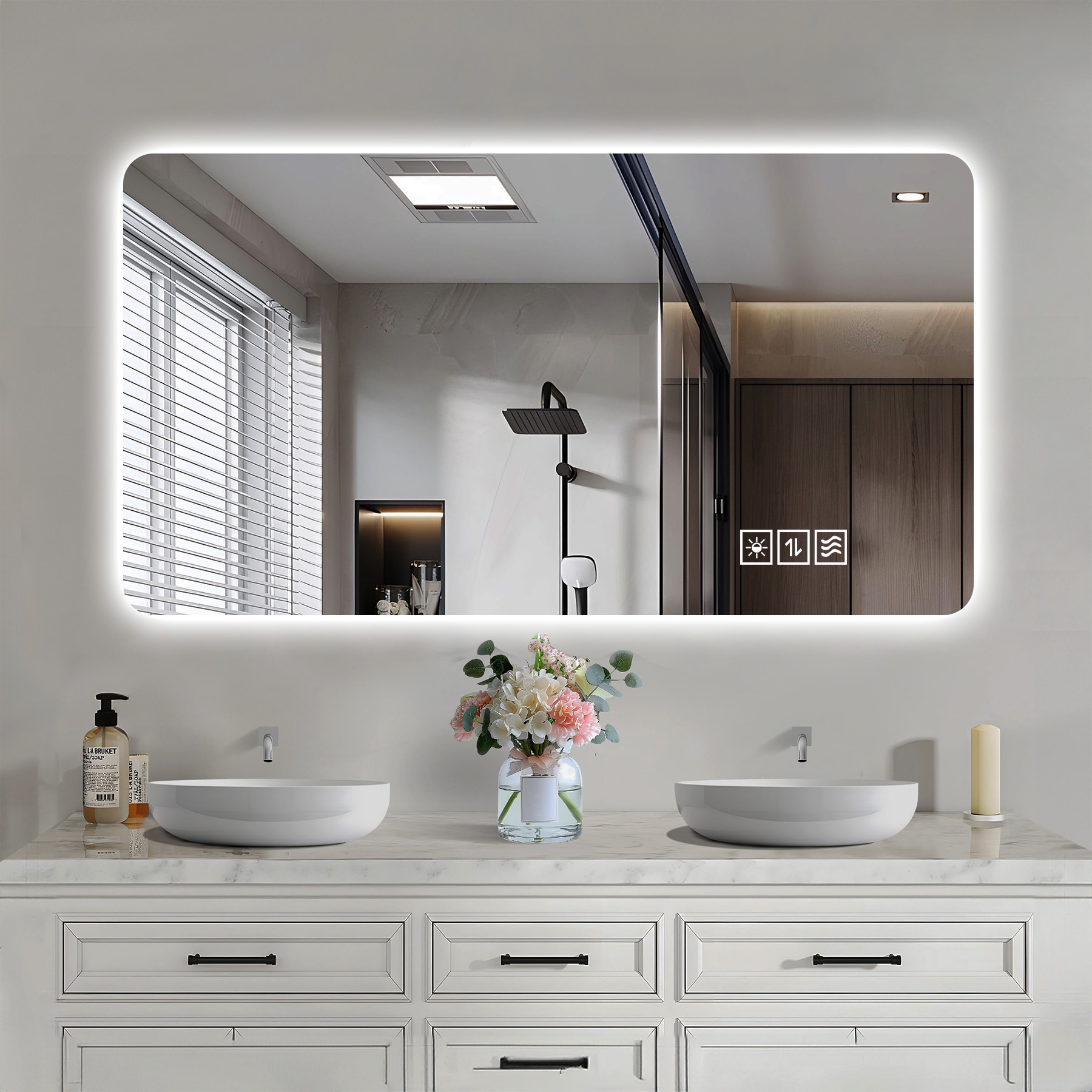 Tatayosi XH-305307 24x48 Inch Smart LED Bathroom Mirror with Anti Fog and Professional Lighting Modes