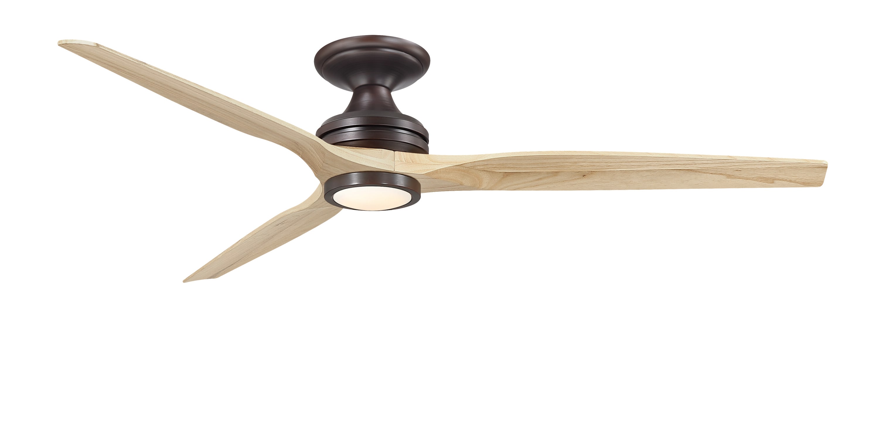 Fanimation FPD6721BDZ-64N-LK-F Spitfire 64-in Color-Changing Integrated LED Outdoor Flush Mount Smart Dark Bronze with Natural Blades Propeller Ceiling Fan With Light - Remote Included ( 3 -Blade )