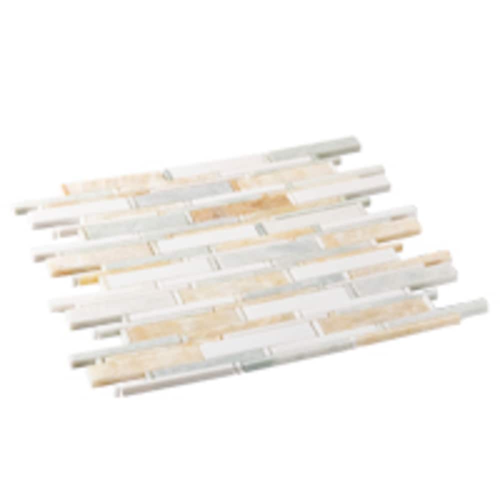 Knoll Orange and White Marble Mosaic Tile