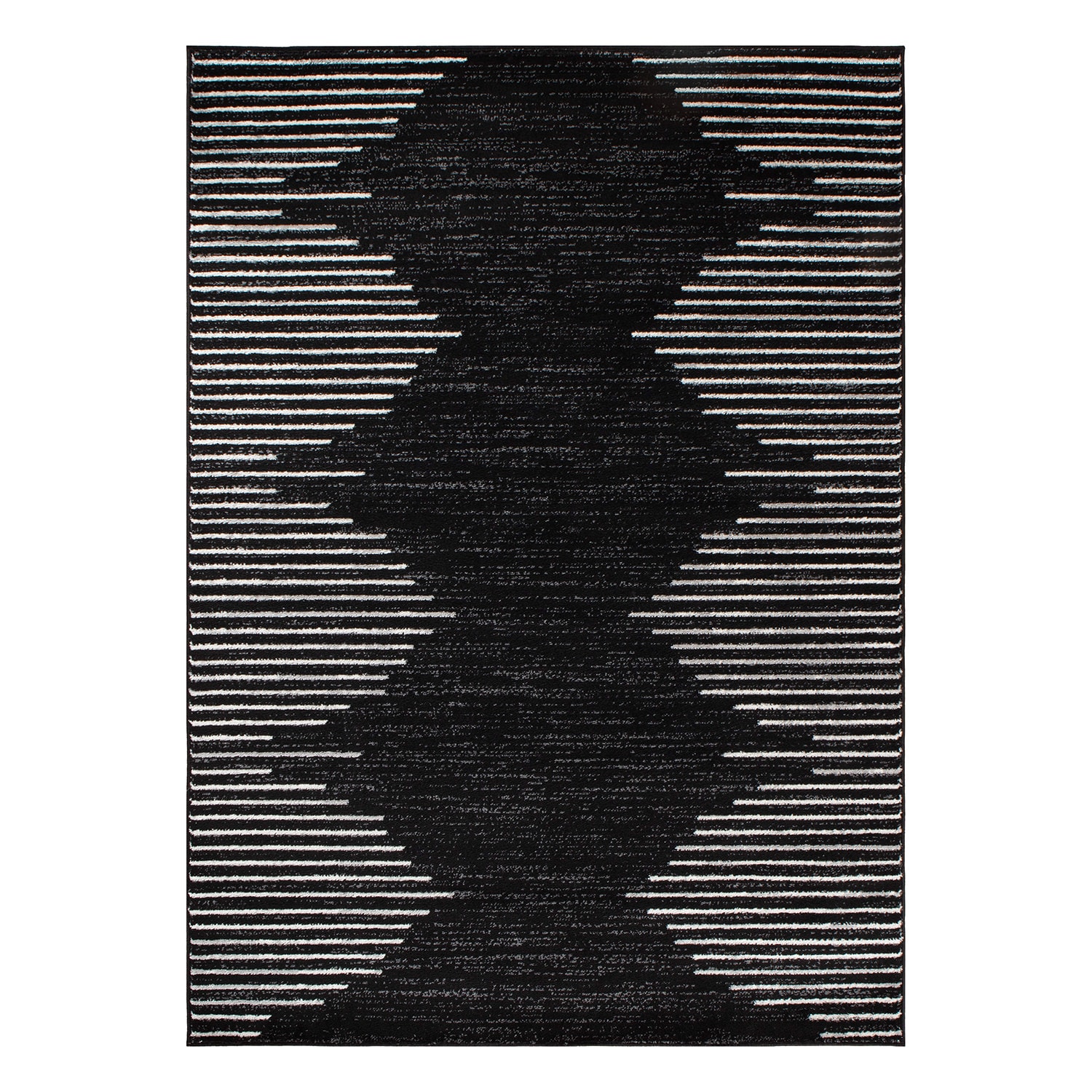 World Rug Gallery 385BLACK12X15 12 x 15 (ft) Loomed Polypropylene Black Rectangular Indoor Stripe Bohemian/Eclectic Area rug