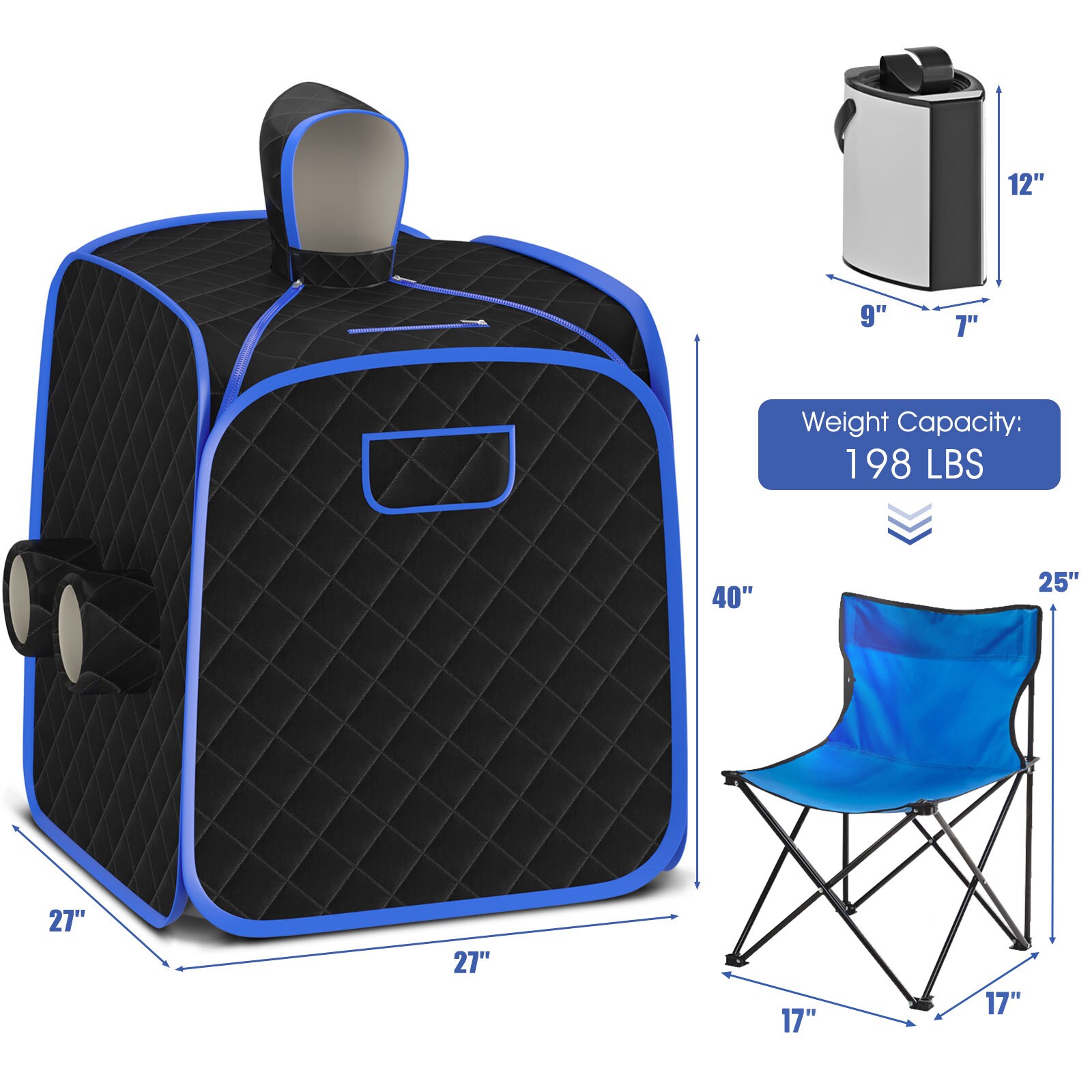 Curated visual reference: Visual Reference: Slickblue Portable Steam Sauna Tent With Folding Chair And Foot