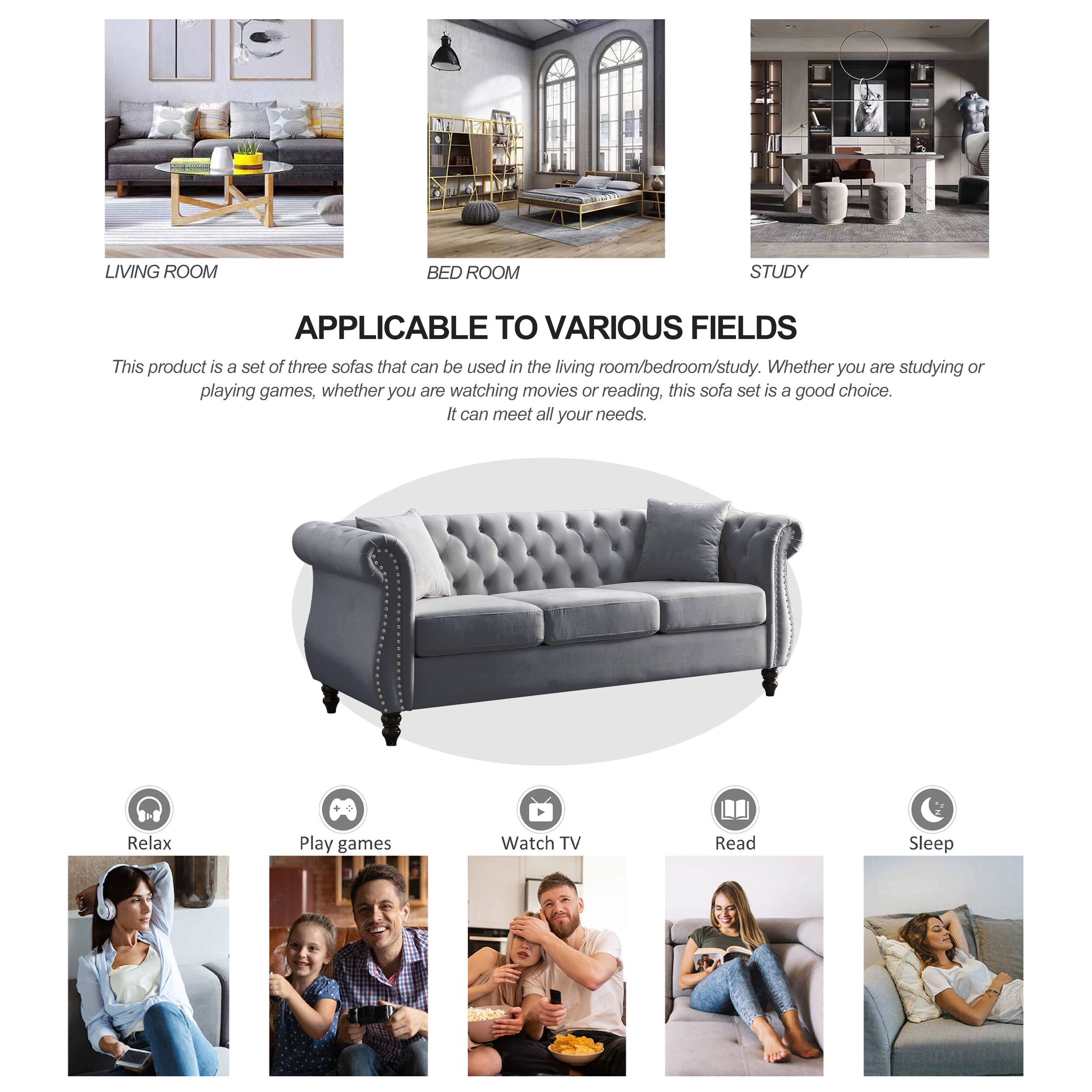 WELLFOR W83-22-BL Sofas-Loveseats - View #12
