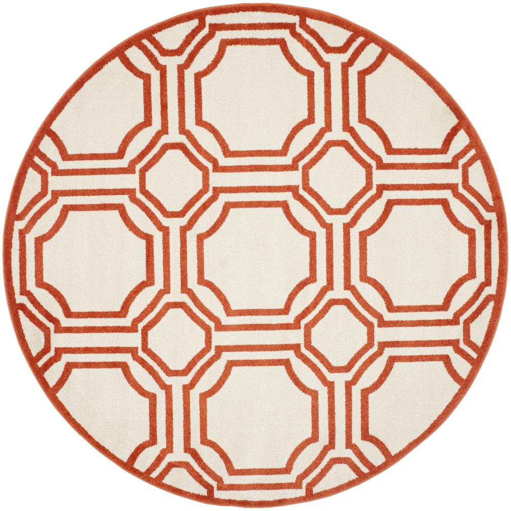 Safavieh AMT411F-5R Mosaic 5 x 5 (ft) Loomed Polypropylene Ivory/Orange Round Indoor/Outdoor Trellis Area rug