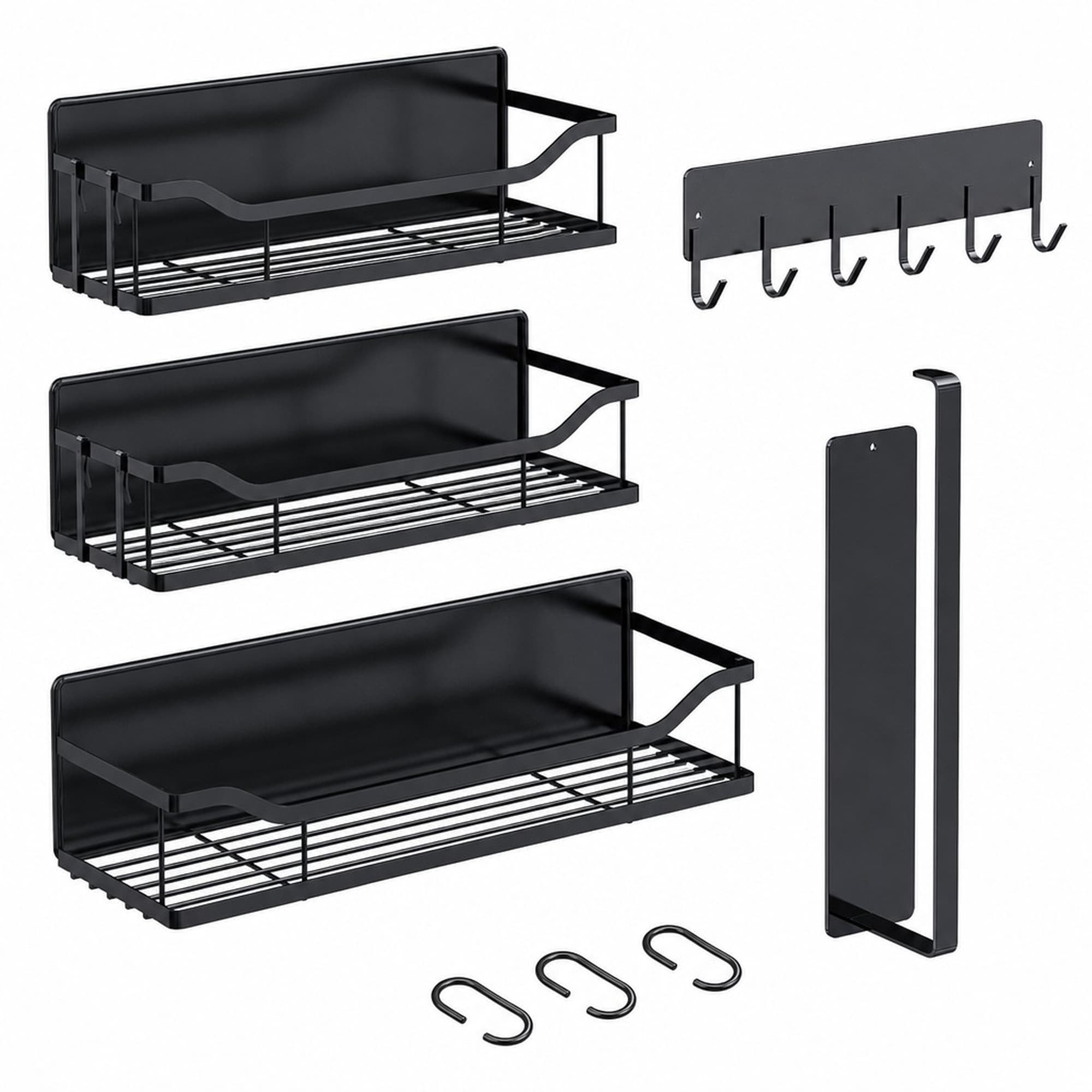 Numhew 11.5in W 5 Piece Black Magnetic Shelf