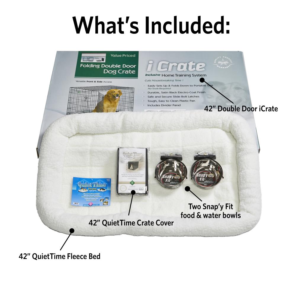 42-Inch Single Door iCrate with Fleece Bed and Cover 