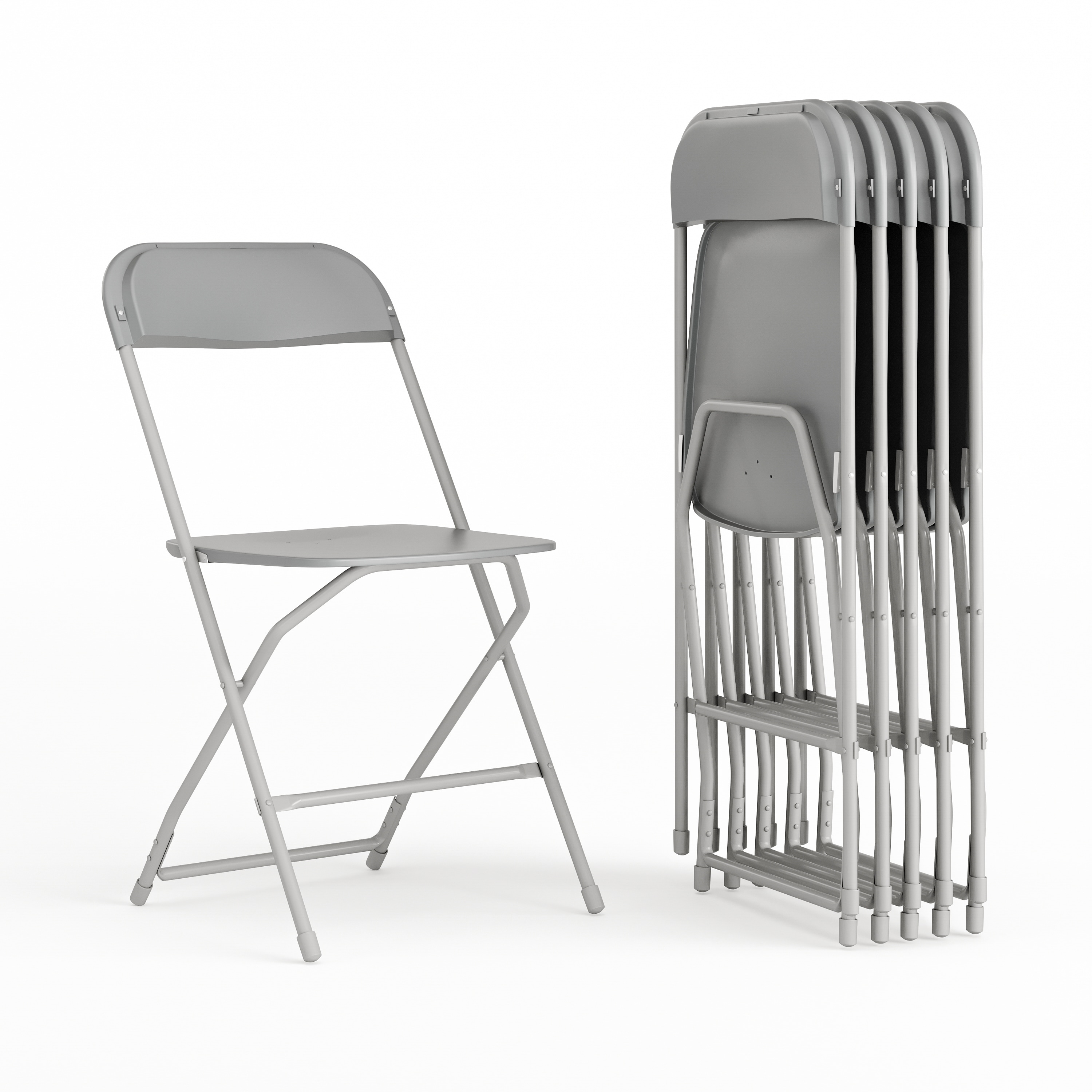 Flash Furniture 889142994176 6 -Pack Grey Commercial/Residential Standard Folding Chair with Solid Seat ( Indoor )