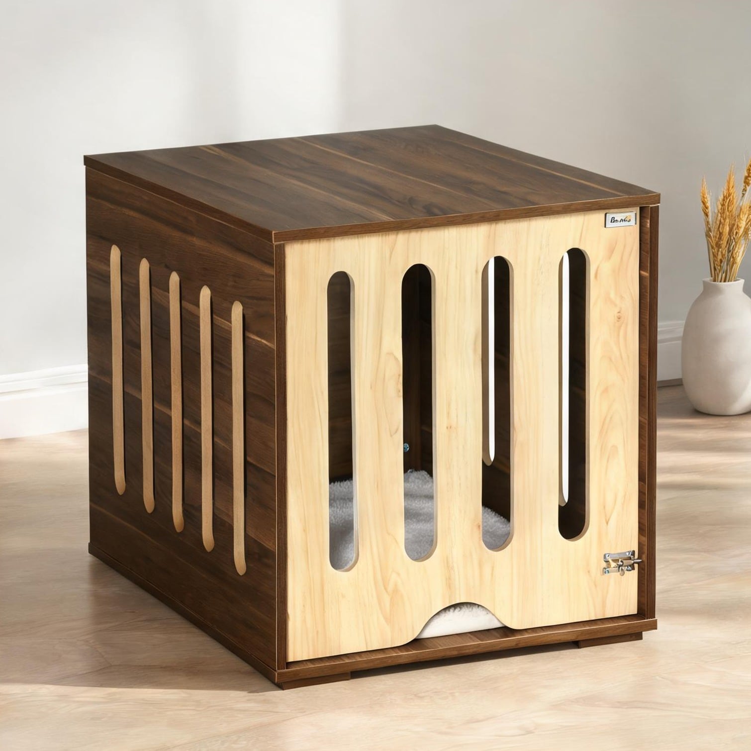 FlowLuxe - Dog Beds with Brown MDF and Particle Board Storage and Cushioned Seat 59.7 x 80 x 61.6 in