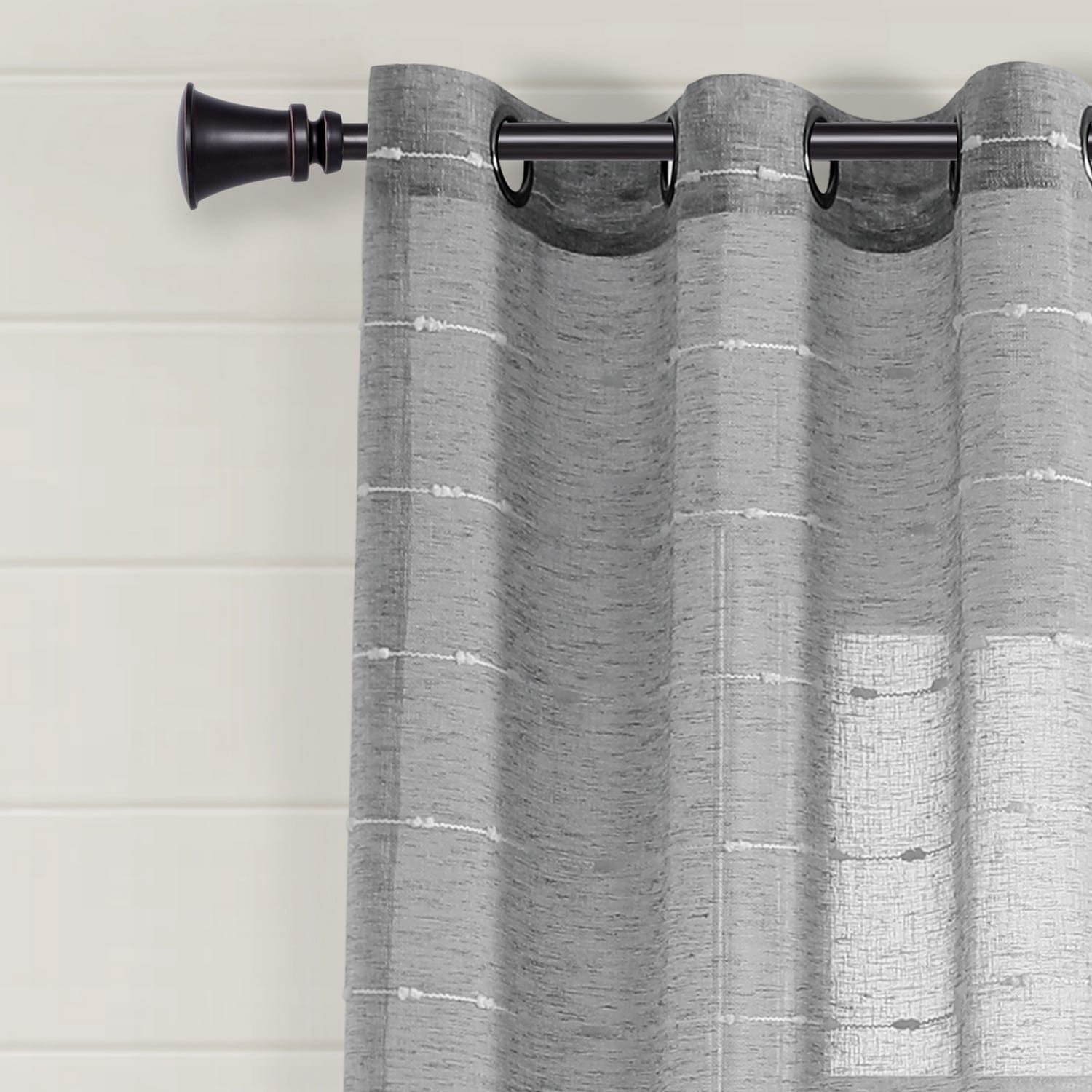 Dark Gray Sheer Polyester Grommet Window Curtain Panels, 38"W x 84"L