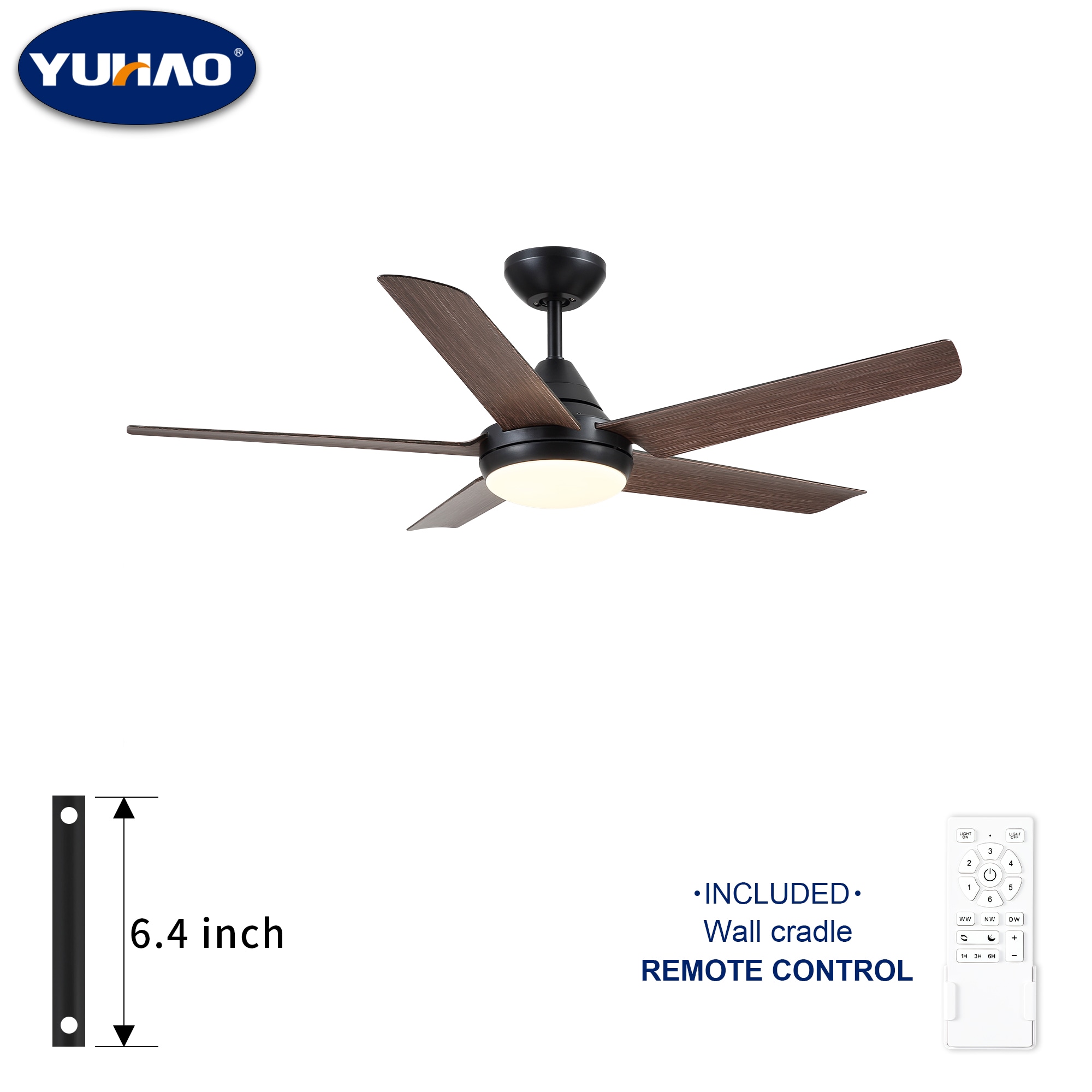 YUHAO LSAC1085BKM482 Airedpro 48-in Color-Changing Integrated LED Black with Distressed Blades Ceiling Fan With Light and Remote ( 5 -Blade )
