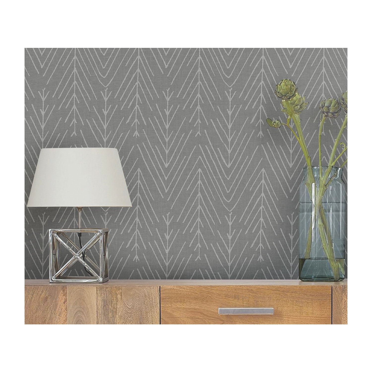RoomMates RMK11674WP 28.18-Sq. Feet Charcoal Vinyl Novelty Self-adhesive Peel and Stick Wallpaper