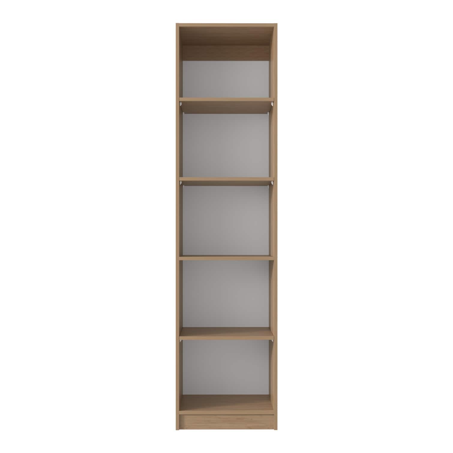 FlowLuxe Compact 5-Shelf Bookcase Organic Natural Engineered Wood Slim ...