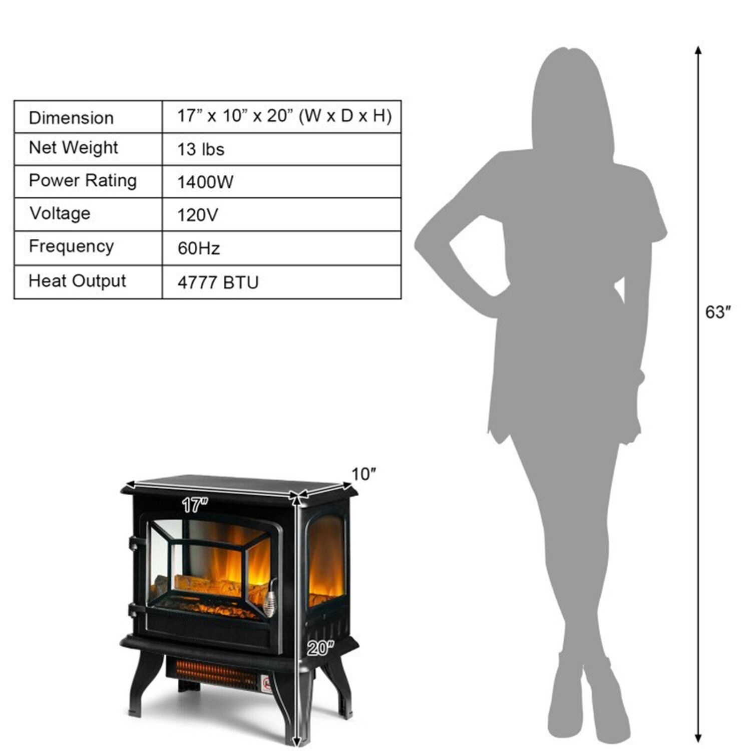 Clihome CL-FP10057BK Electric-Fireplaces - View #4