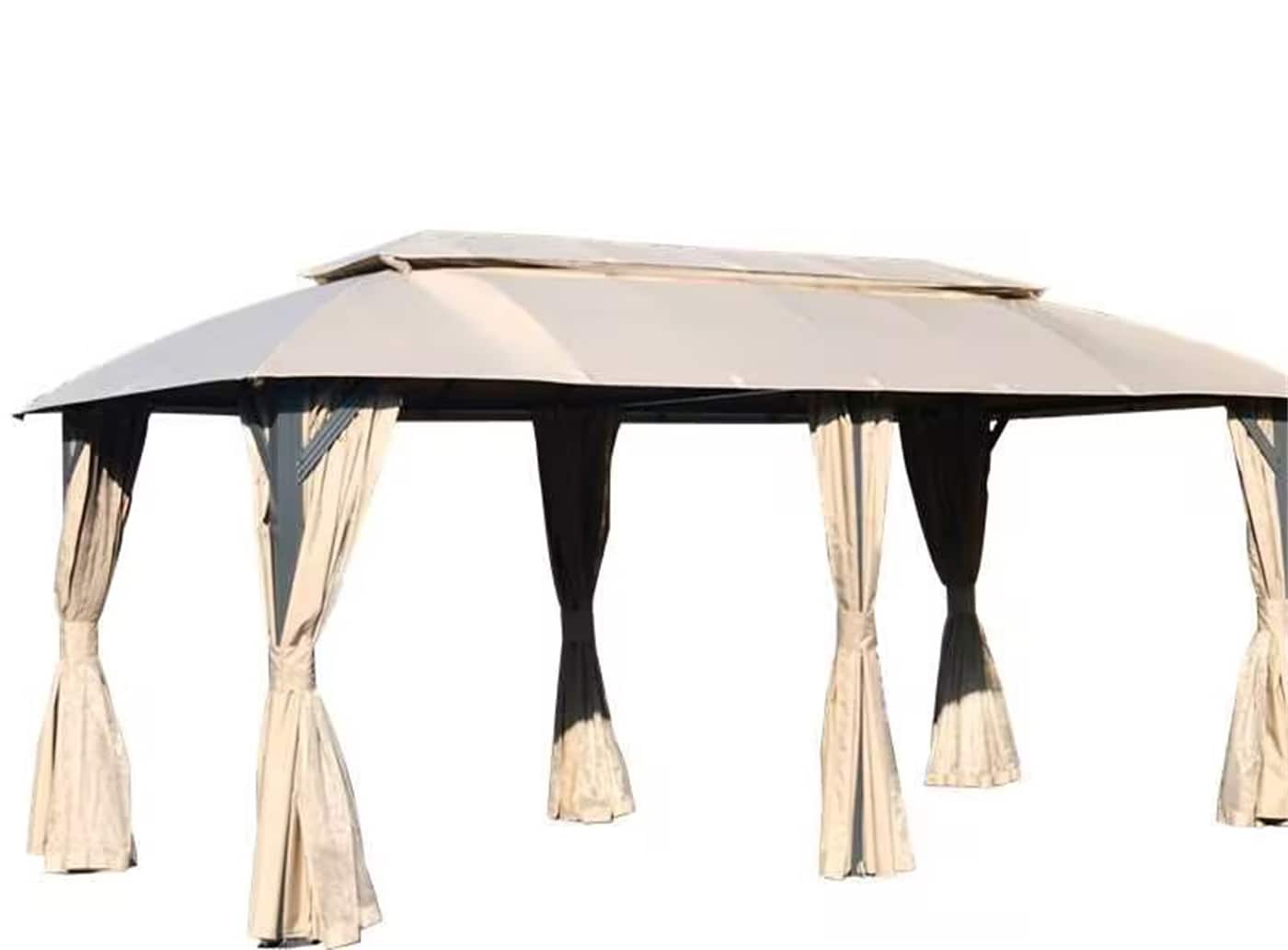 CESICIA W225-OPS-221 20-ft Steel Brown Crank Garden Patio Umbrella
