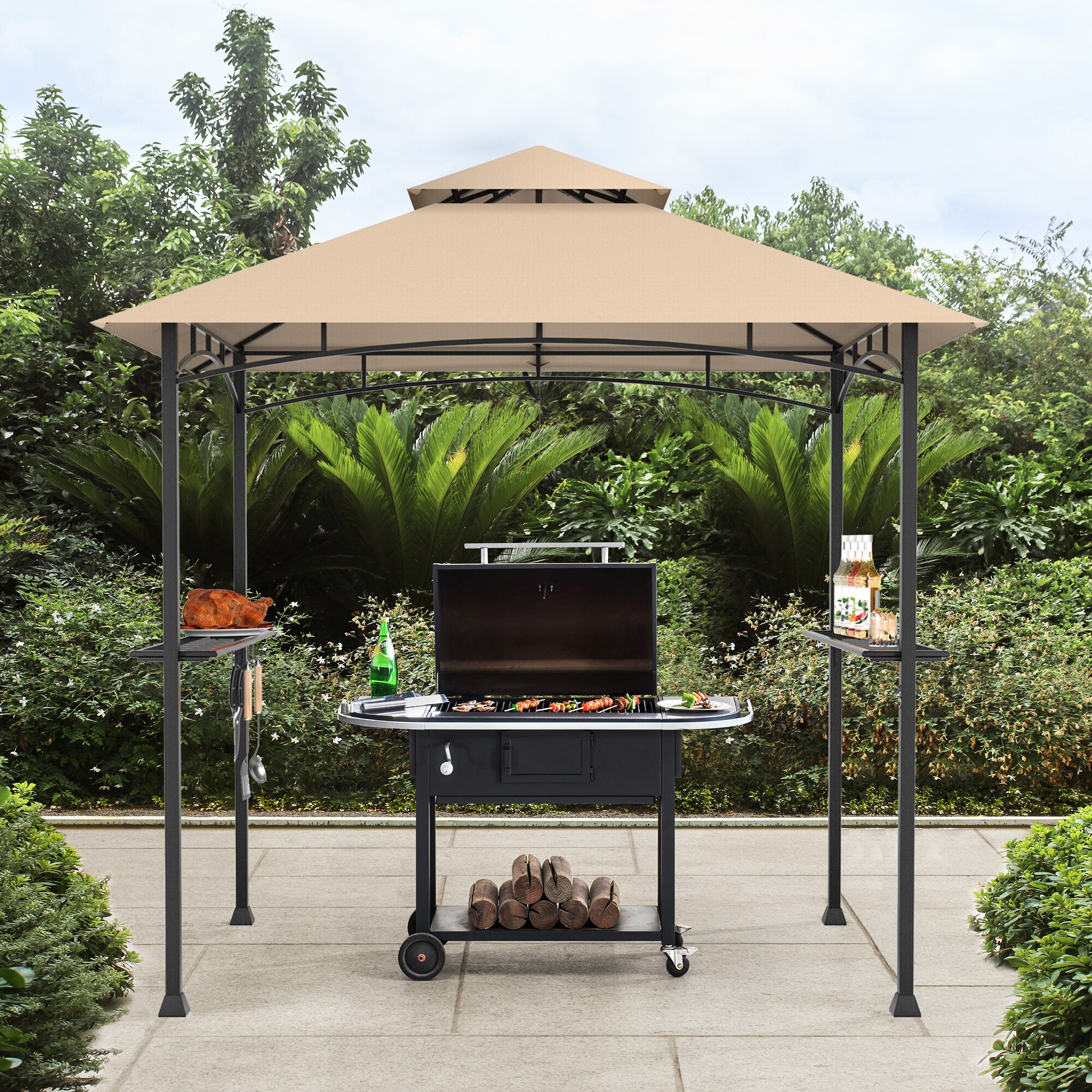 8 x 5 Feet Outdoor Barbecue Grill Gazebo Canopy Tent BBQ Shelter ...