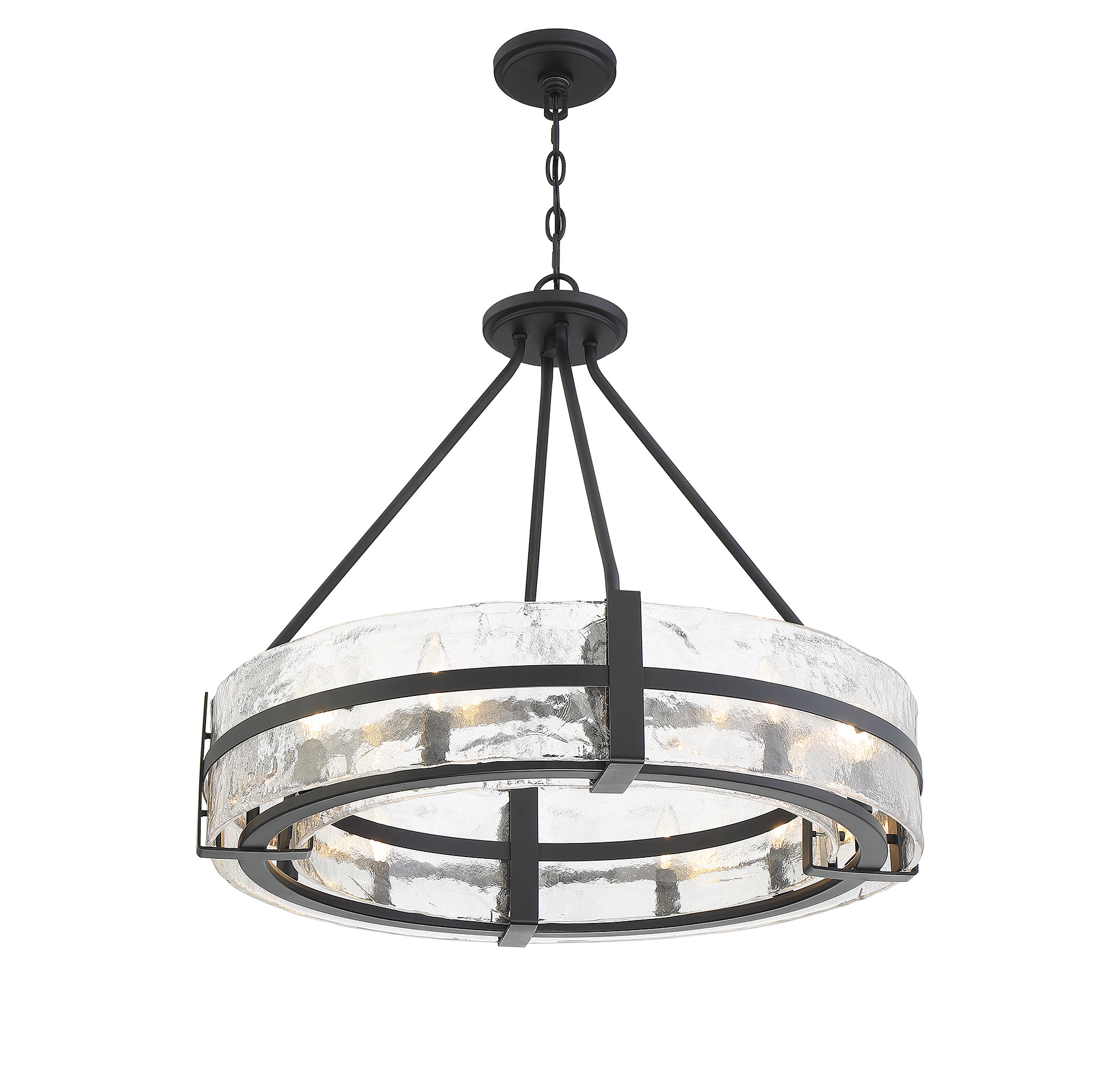 Hudson Matte Black and Clear Glass 8-Light Pendant