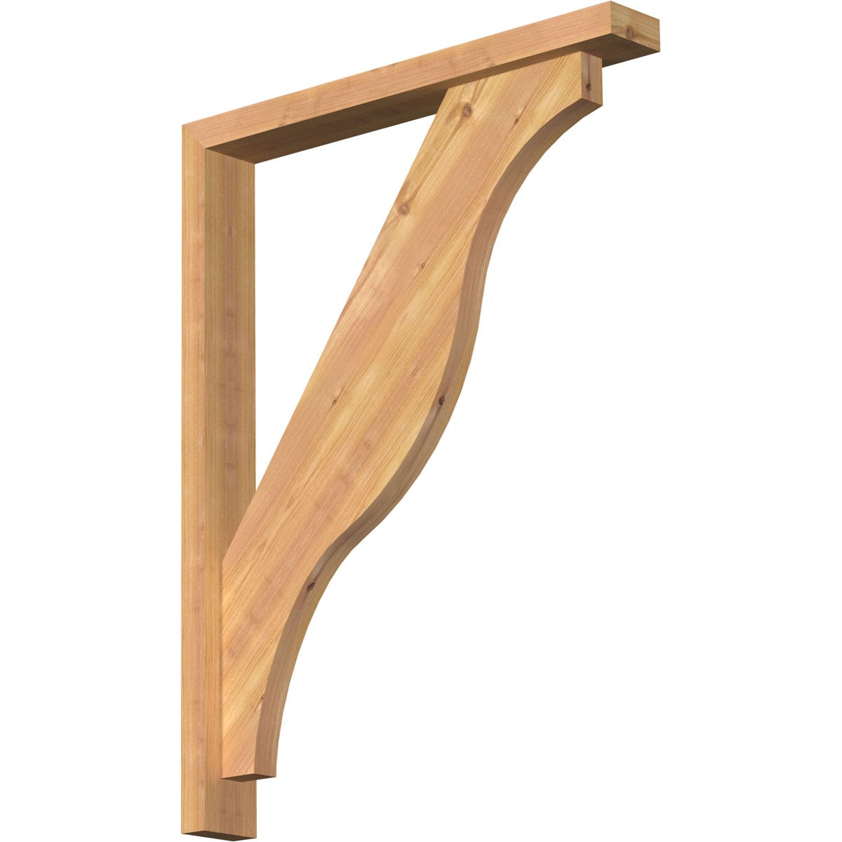 Ekena Millwork 1462328 Funston Block Smooth Bracket with Offset Brace 3-1/2-in x 26-in x 34-in Western red cedar Brown Wood Standard bracket