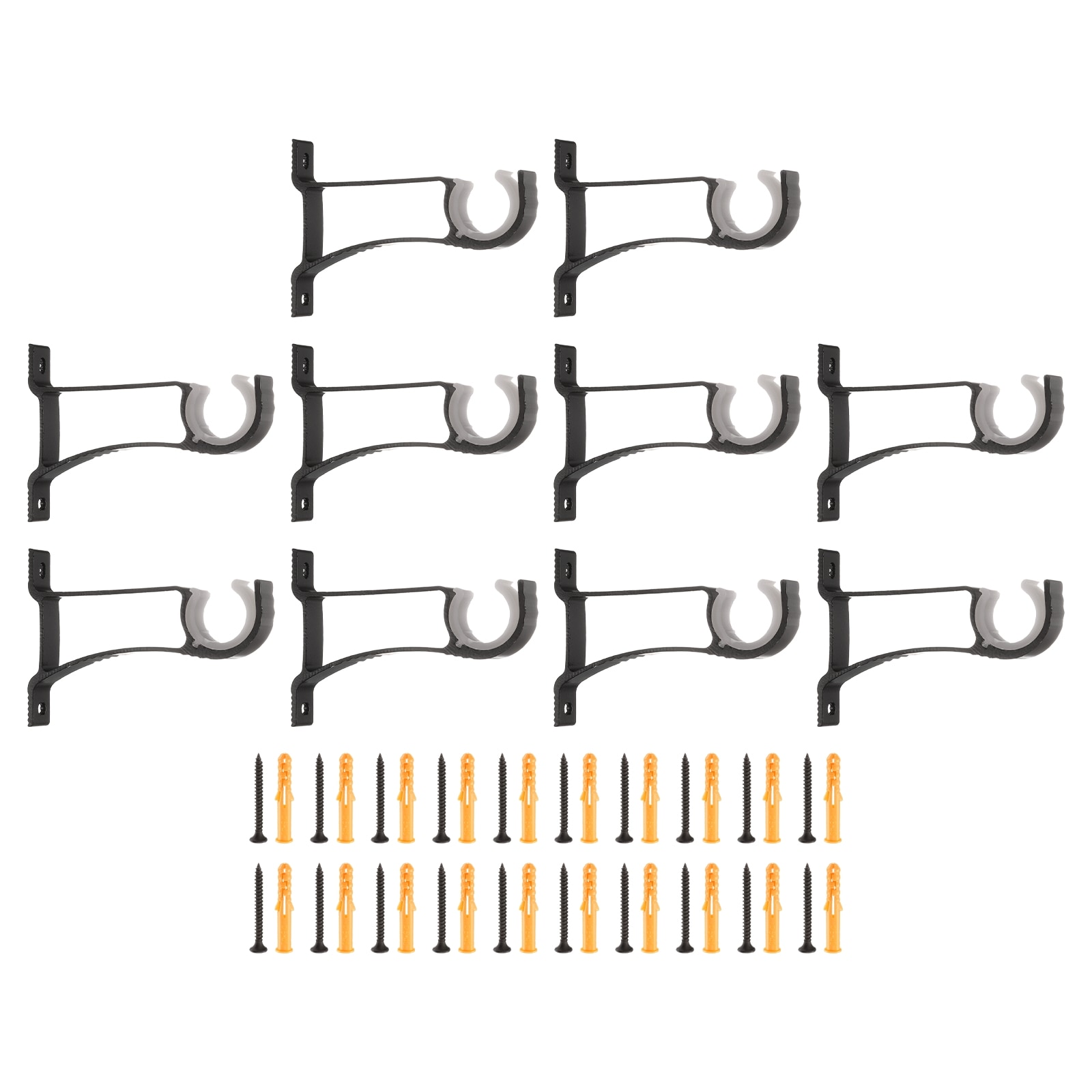 Unique Bargains - 10pcs Curtain Rod Brackets 115mm Single Drapery Rod Holders for 1-Inch Pole Thi...