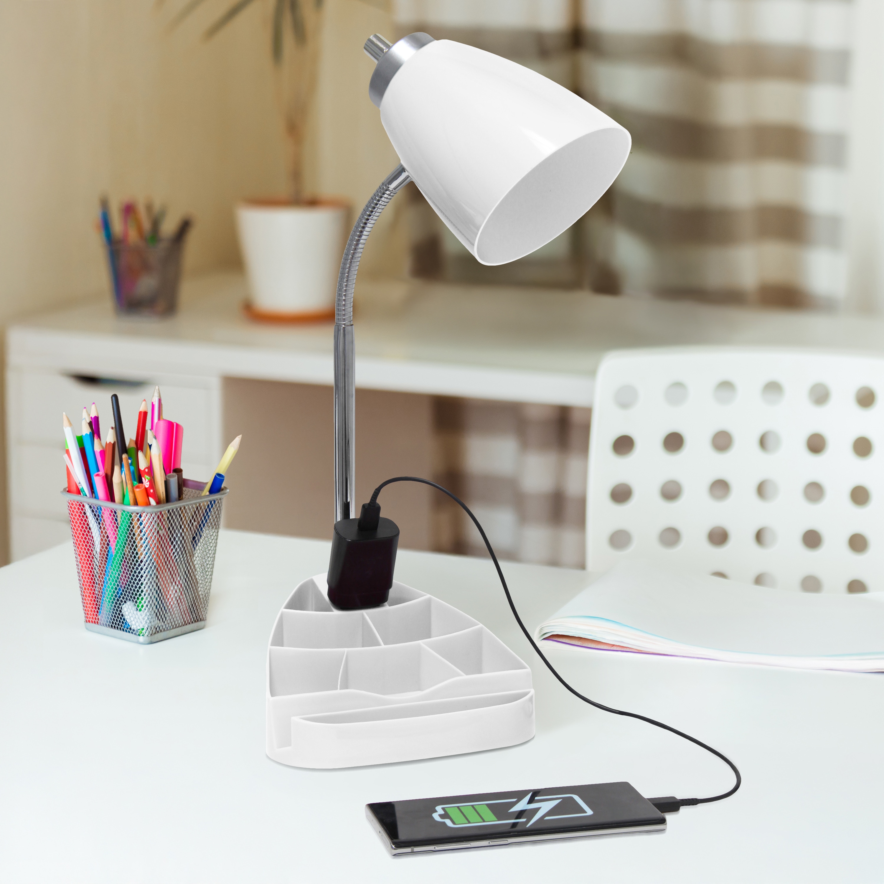 Simple Designs LD1094-WHT Desk-Table-Lamps - View #4