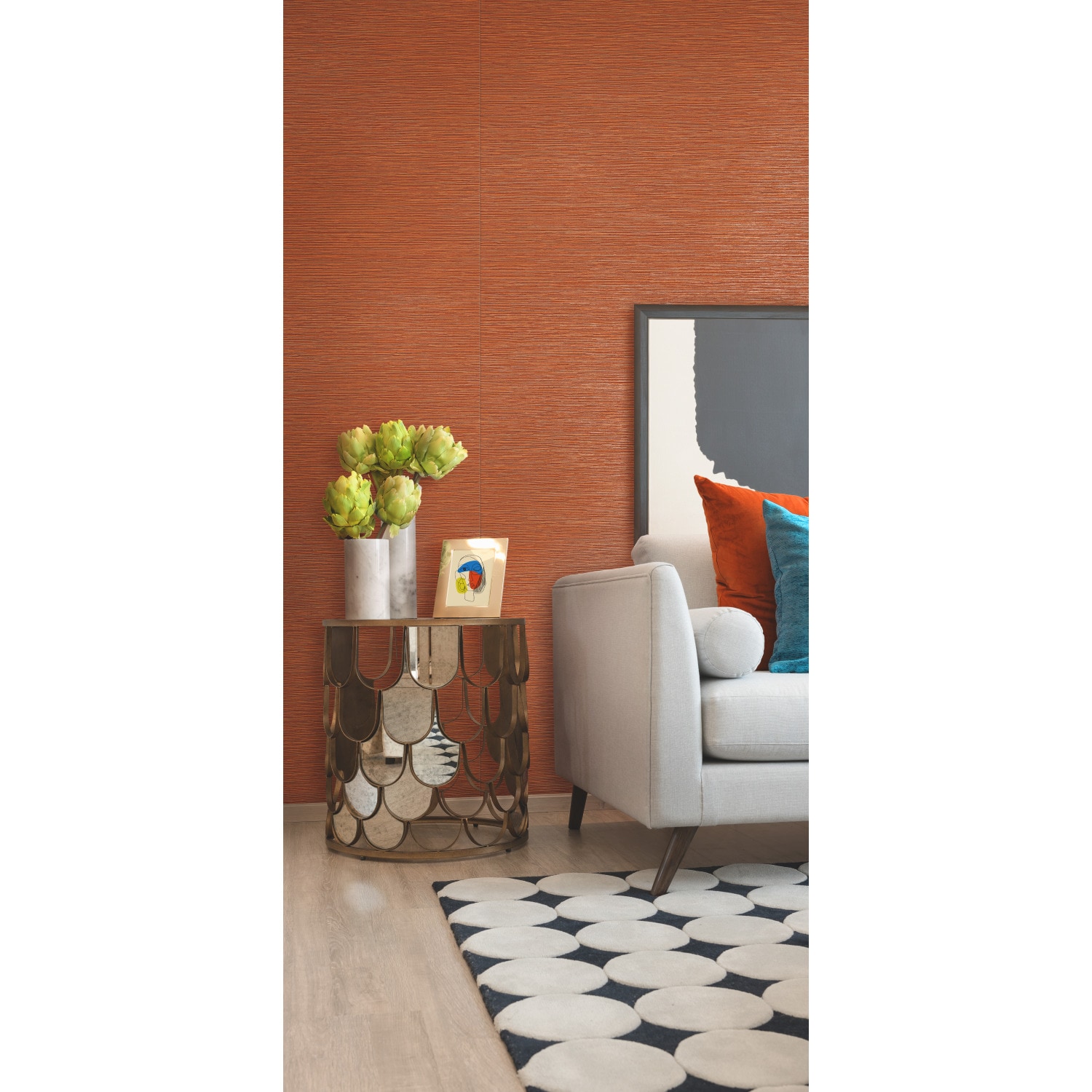 York Wallcoverings CD1036N 60.8-Sq. Feet Orange Vinyl Abstract Unpasted Wallpaper