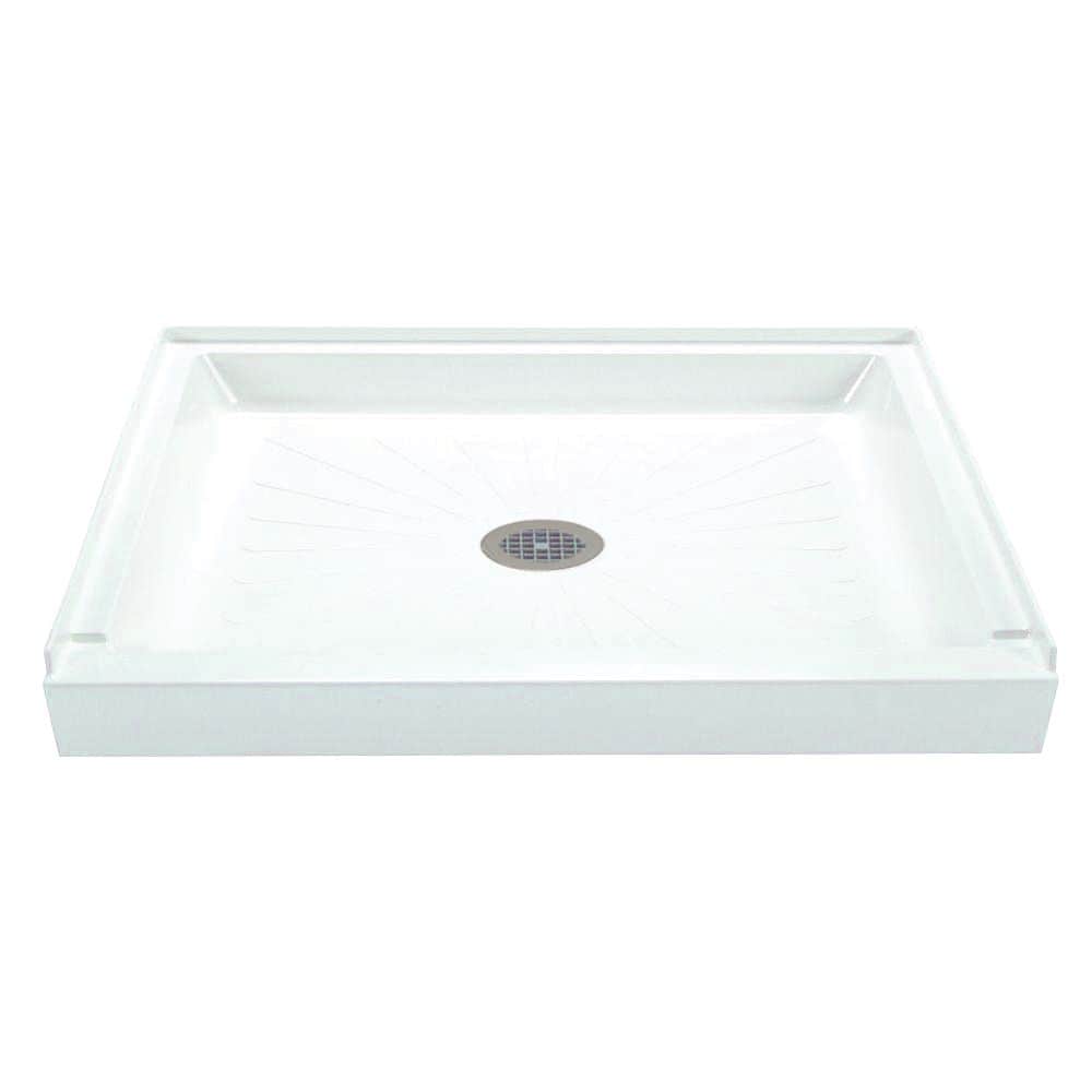 Mustee 3448M Durabase 34-in W x 48-in L Center White Rectangle Shower Pan Base with 4.5-in H Threshold