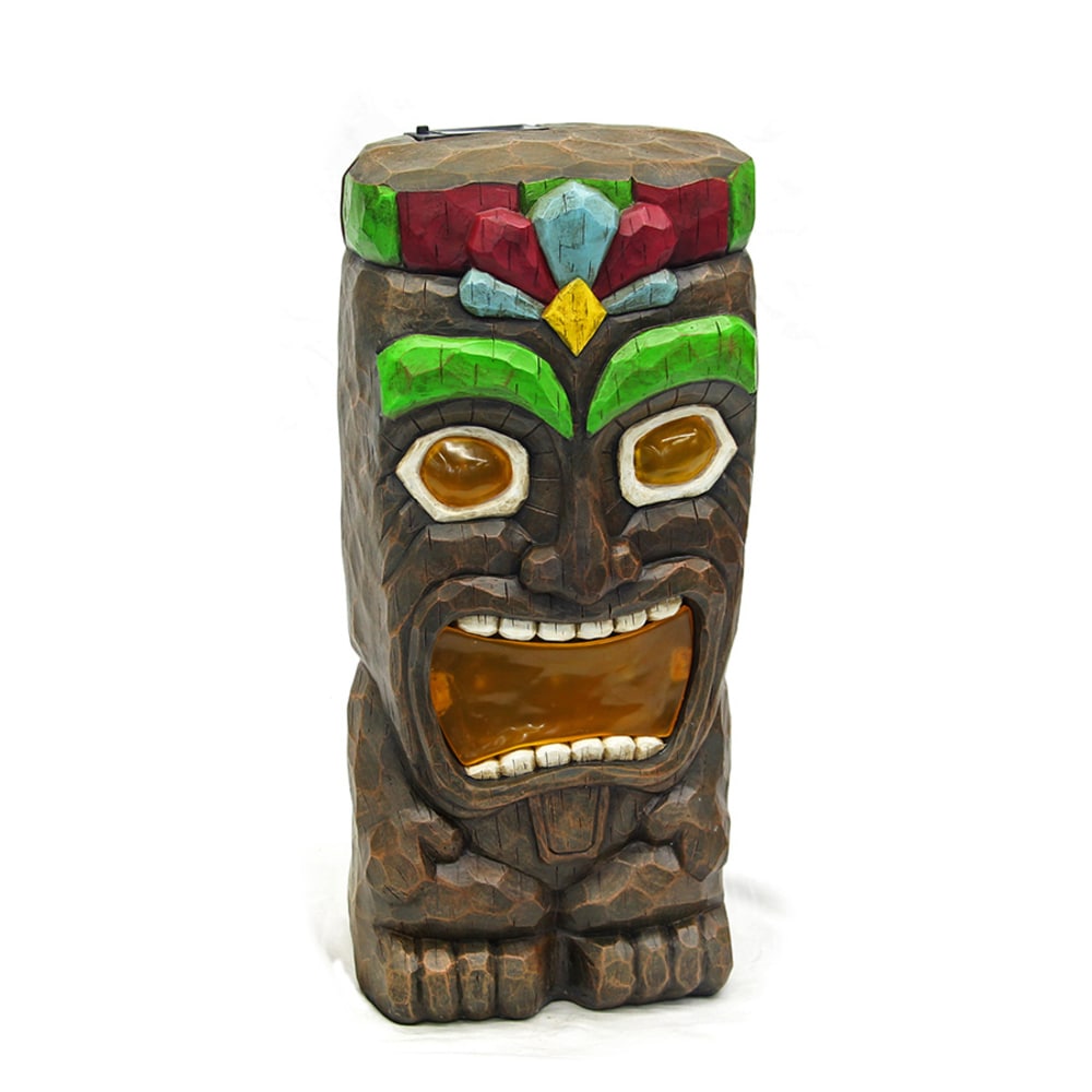 solar tiki garden statue