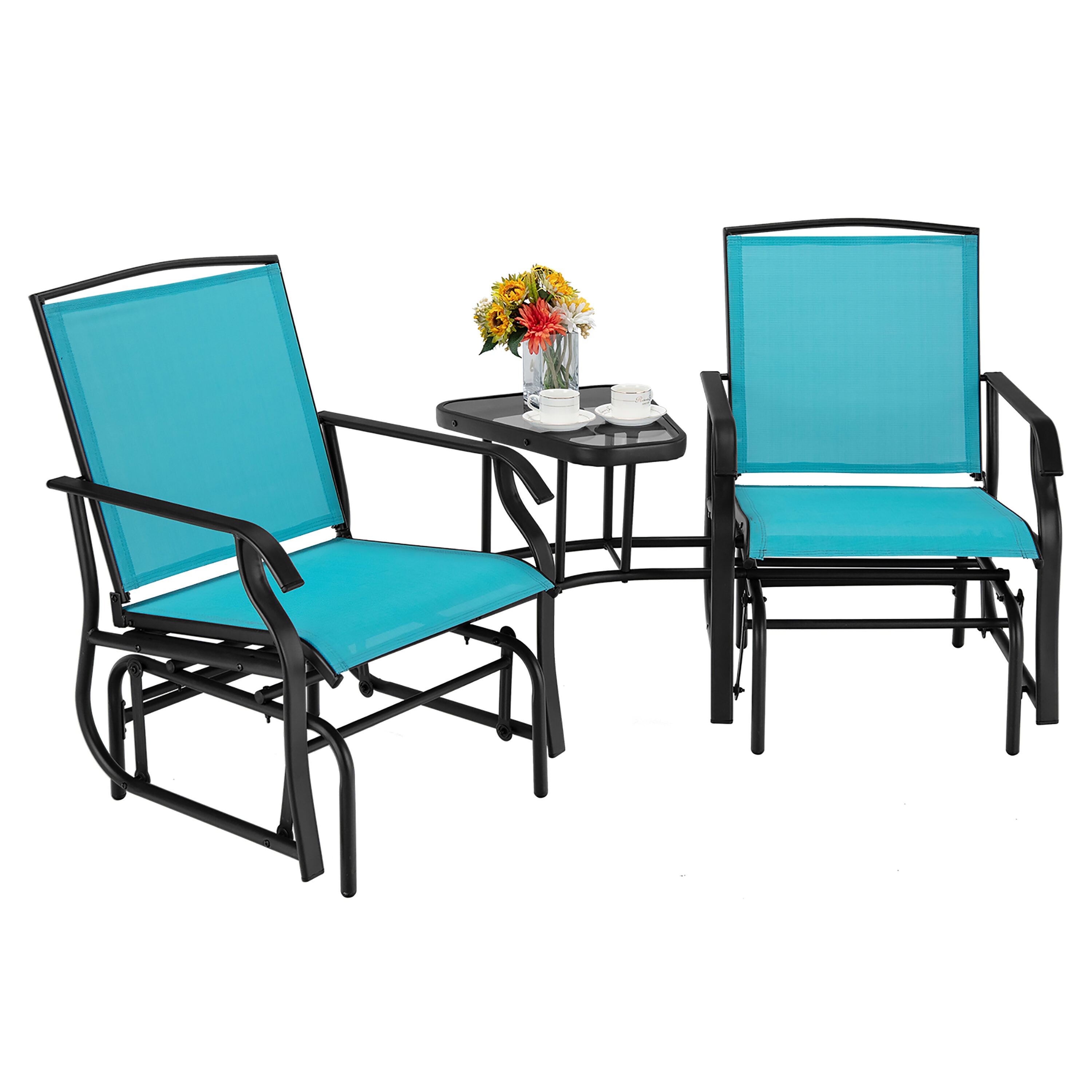 Costway NP10188TU Patio Conversation Set with Blue
