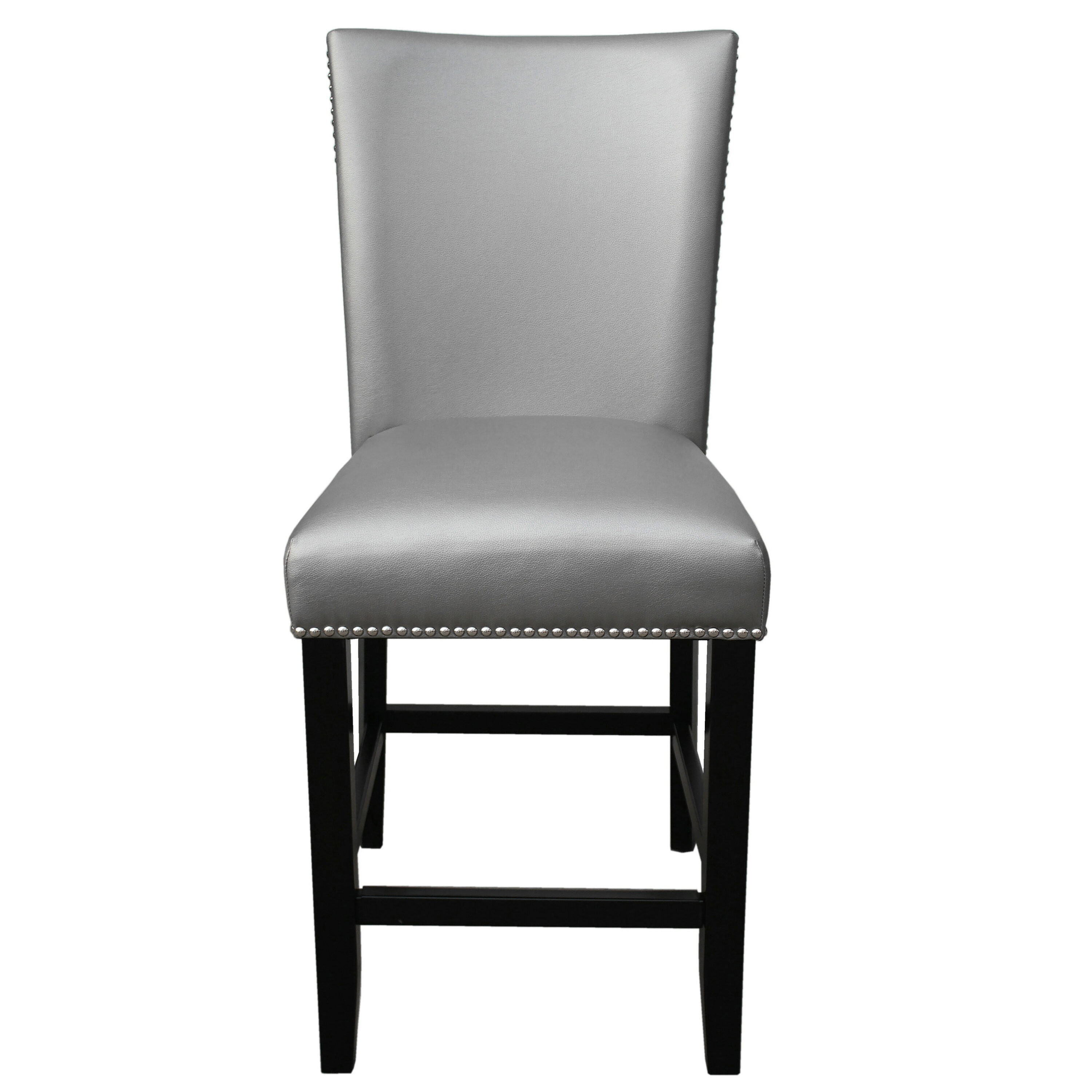 Camila Silver Faux Leather Upholstered Counter Chairs with Wood Frame - Set of 2