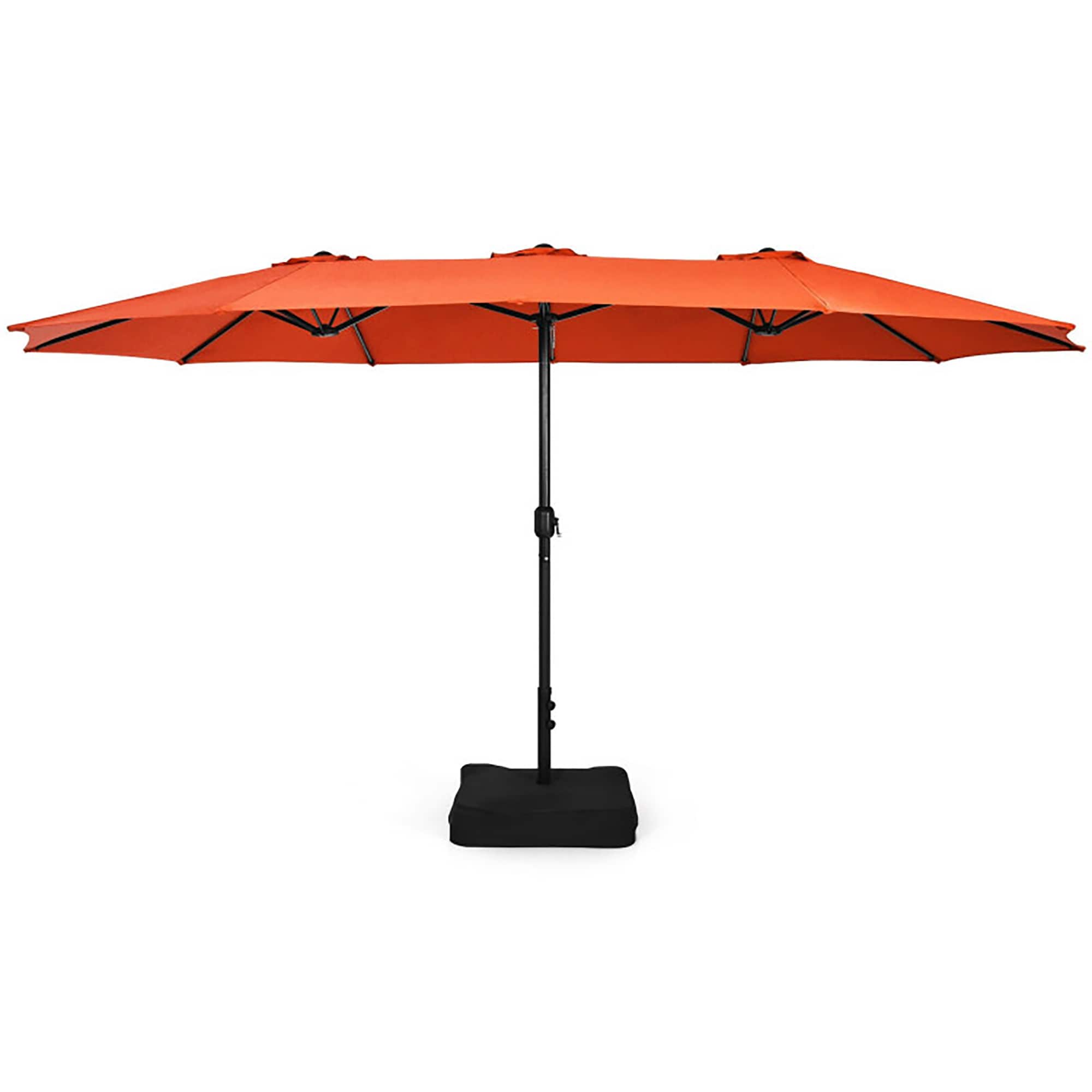 CASAINC CR-D0102HHV3LW 15-ft Steel Orange Crank Market Patio Umbrella with Base
