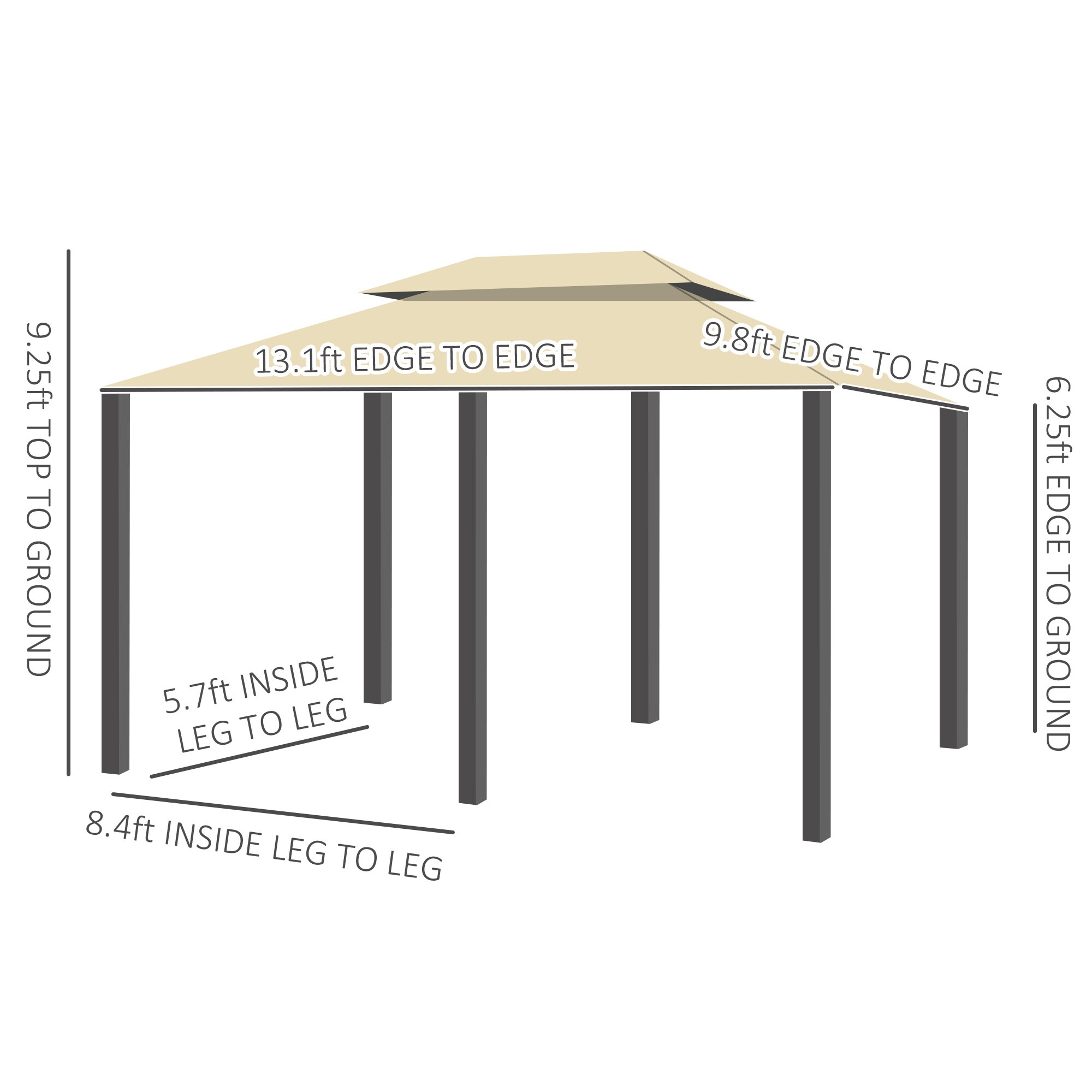 Maocao Hoom 13.1-ft x 9.8-ft Outdoor Gazebo Canopy Shelter Rectangle ...