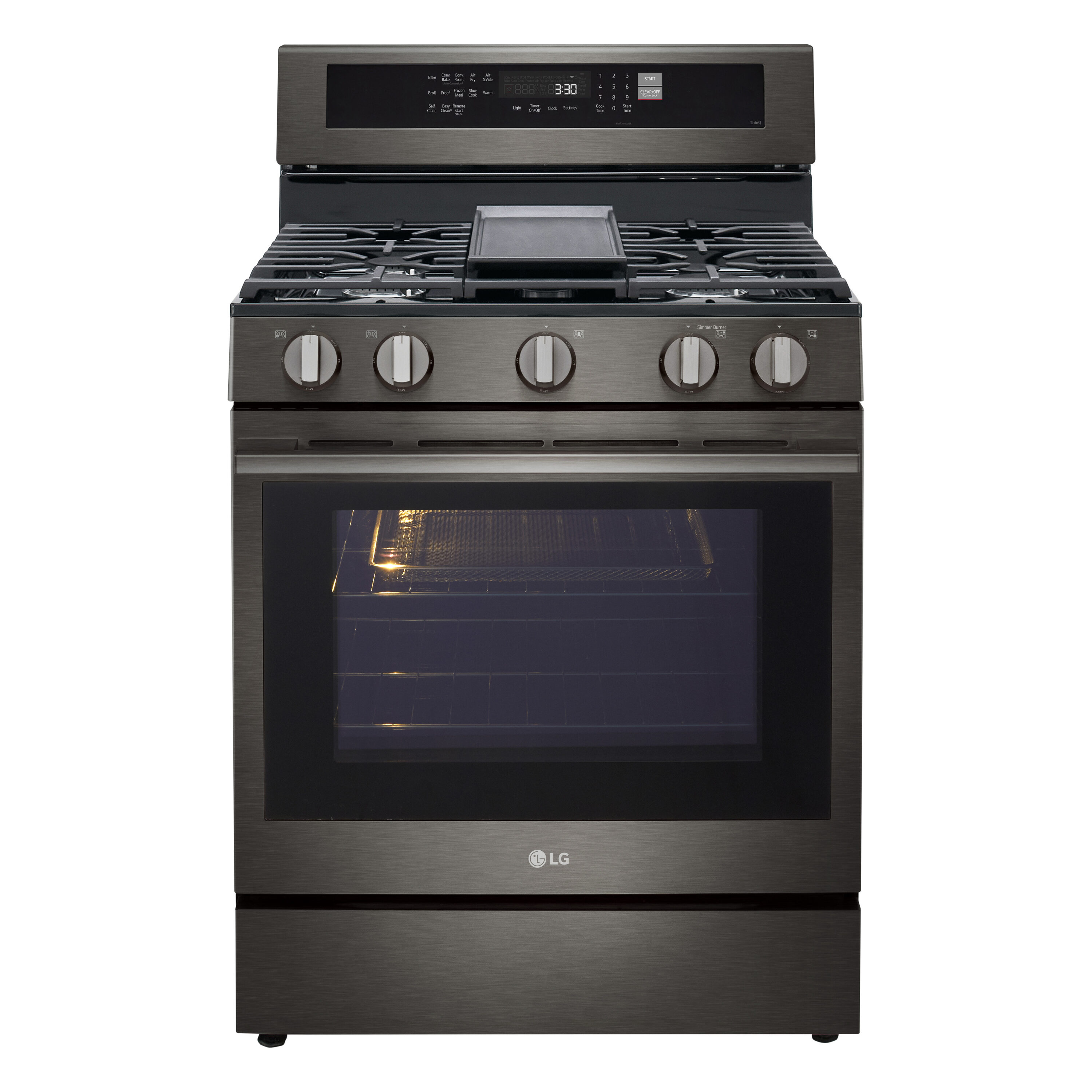 LG LRGN6325Z 30-in 5 burners 6.3-cu ft Air Fry Convection Oven Freestanding Natural Gas Range ( Black Stainless Steel )