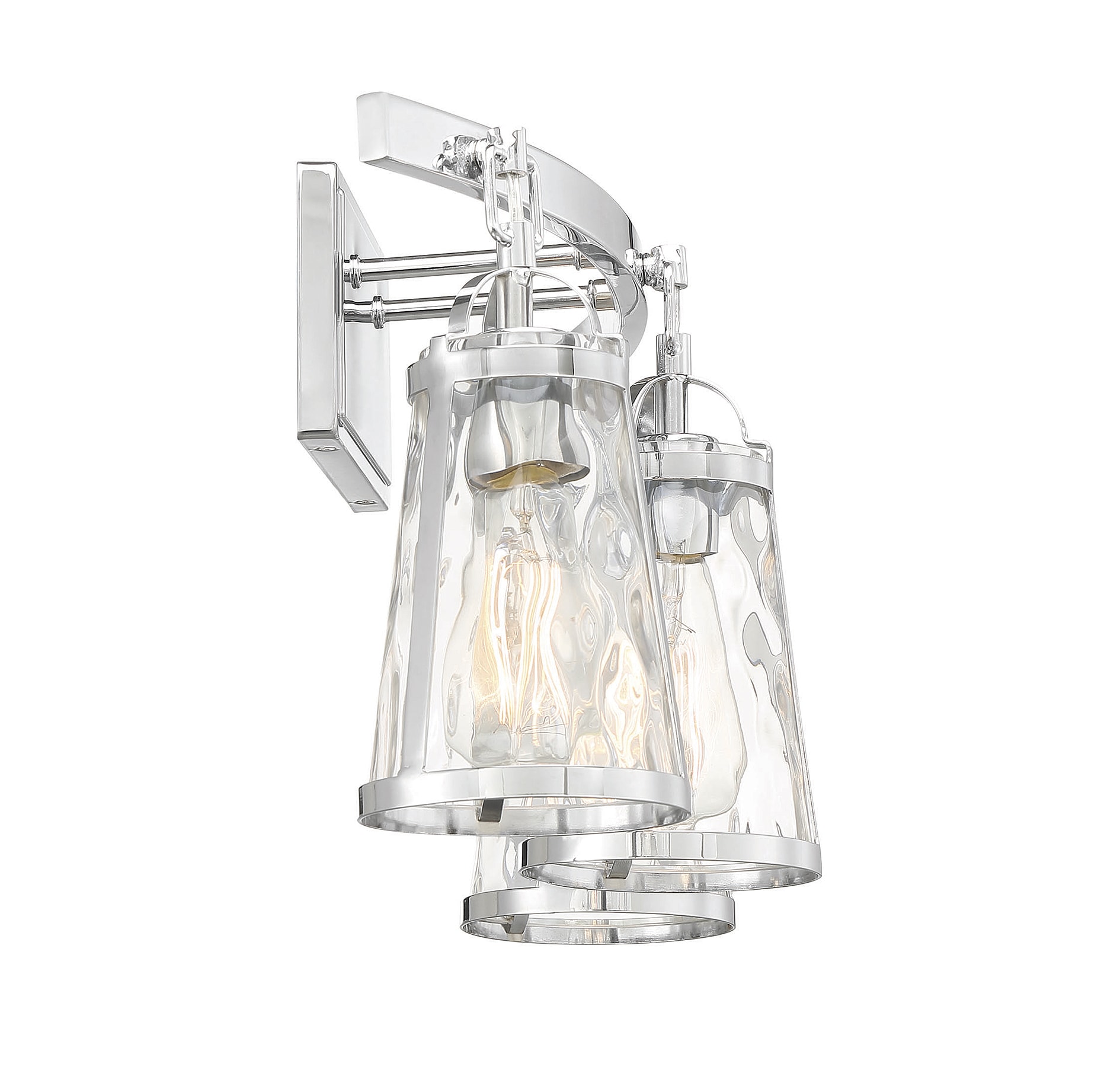 Albany Polished Chrome 3-Light Vanity with Water Glass Shades